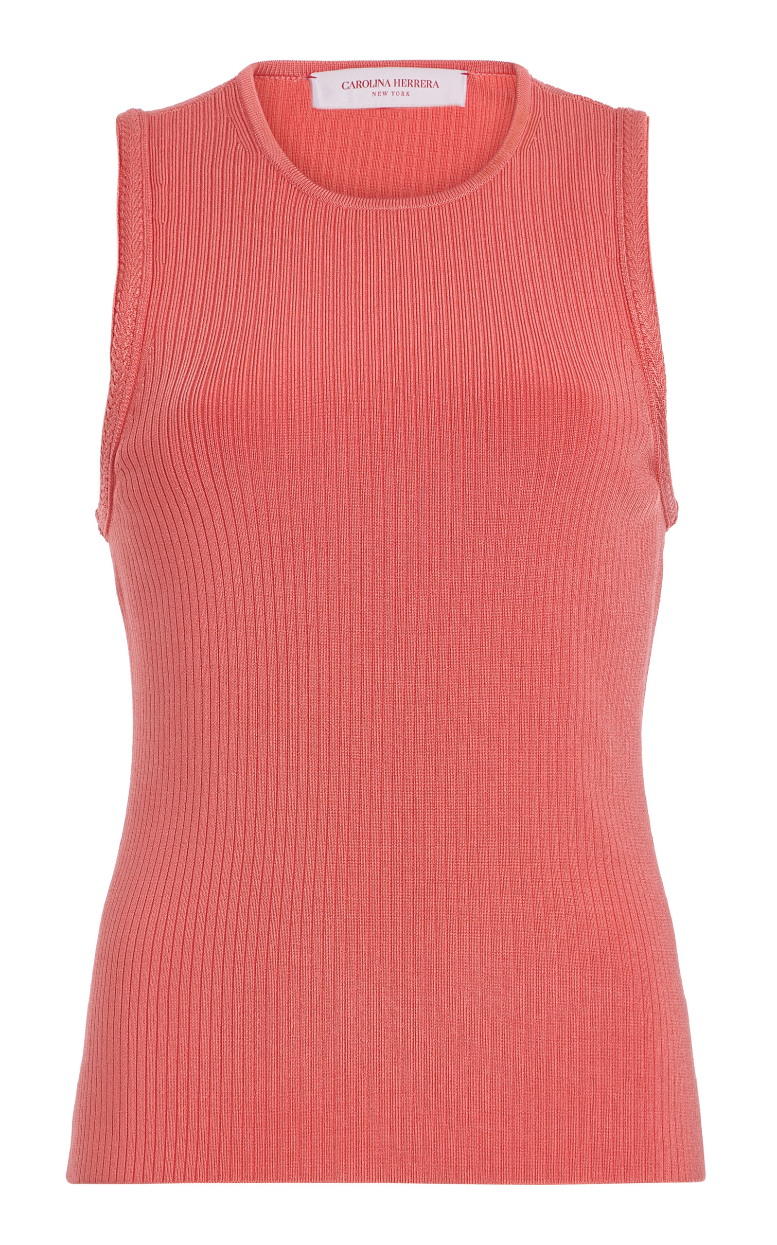 Carolina Herrera Ribbed Stretch-knit Top In Red