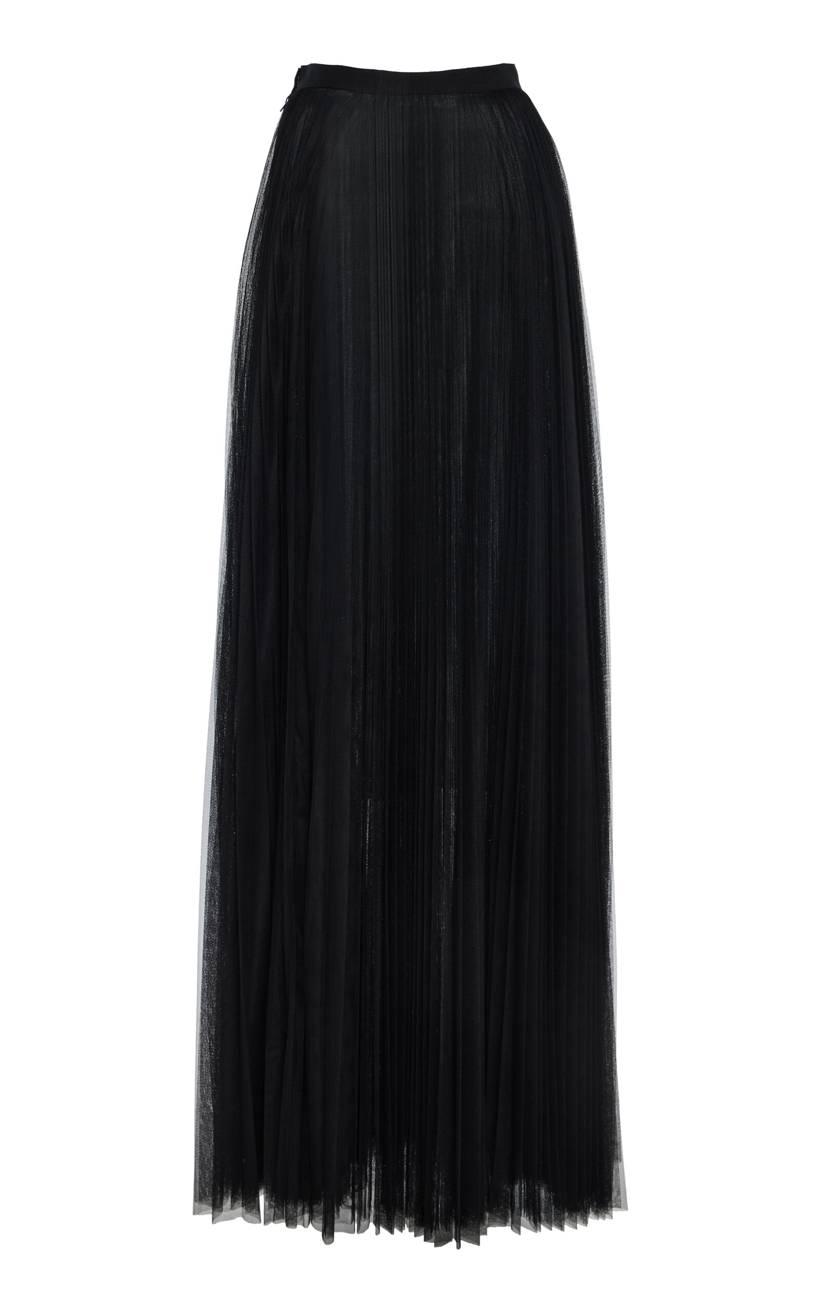 Carolina Herrera Pleated Tulle Maxi Skirt In Black
