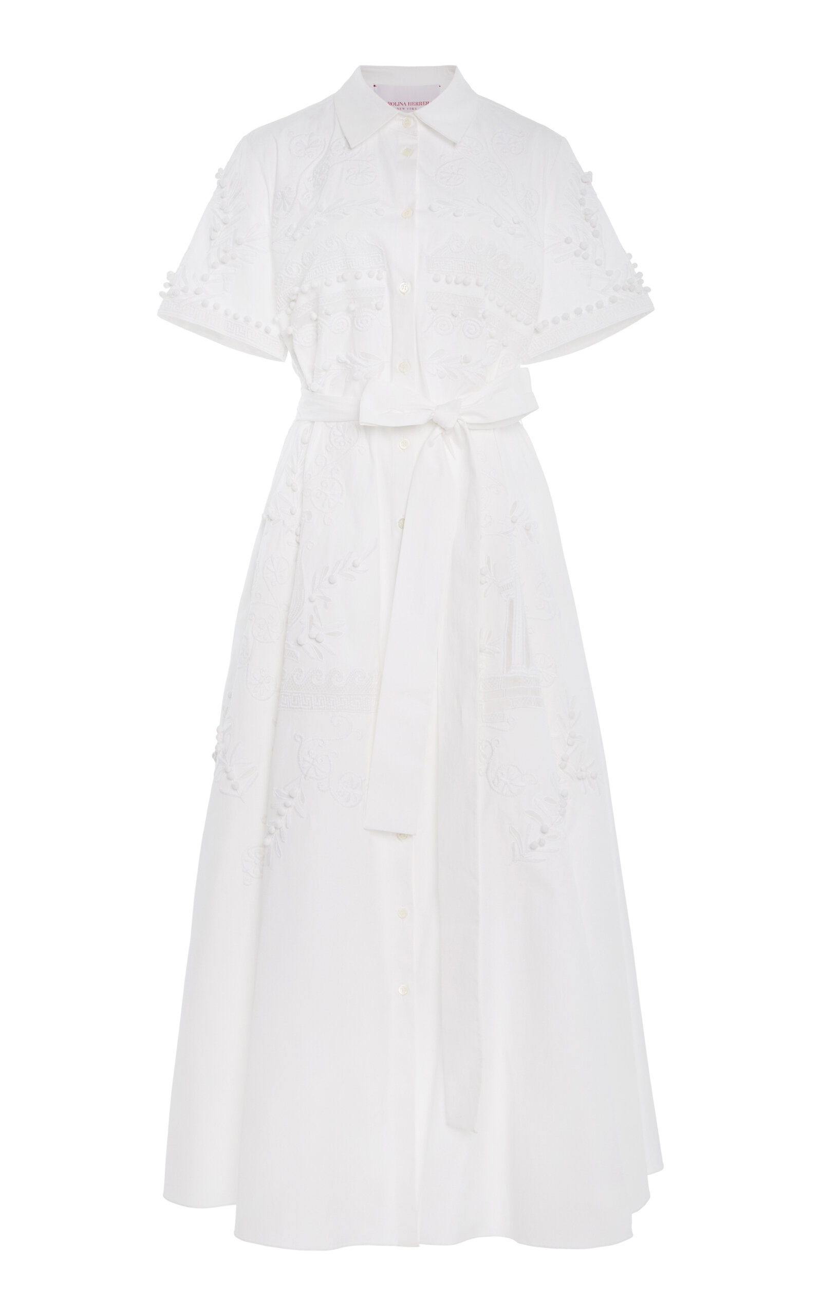 Carolina Herrera Embroidered Stretch-Cotton Shirt Dress