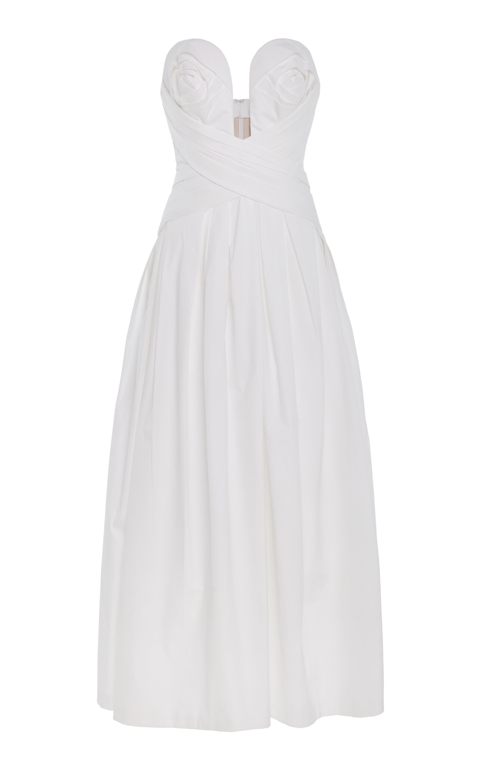 Carolina Herrera Strapless Stretch-cotton A-line Dress In White