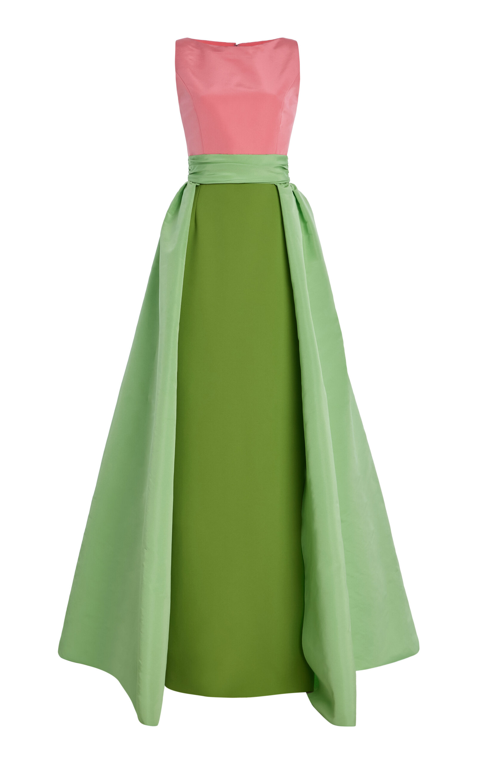 Carolina Herrera Overskirt Silk-faille Gown In Green