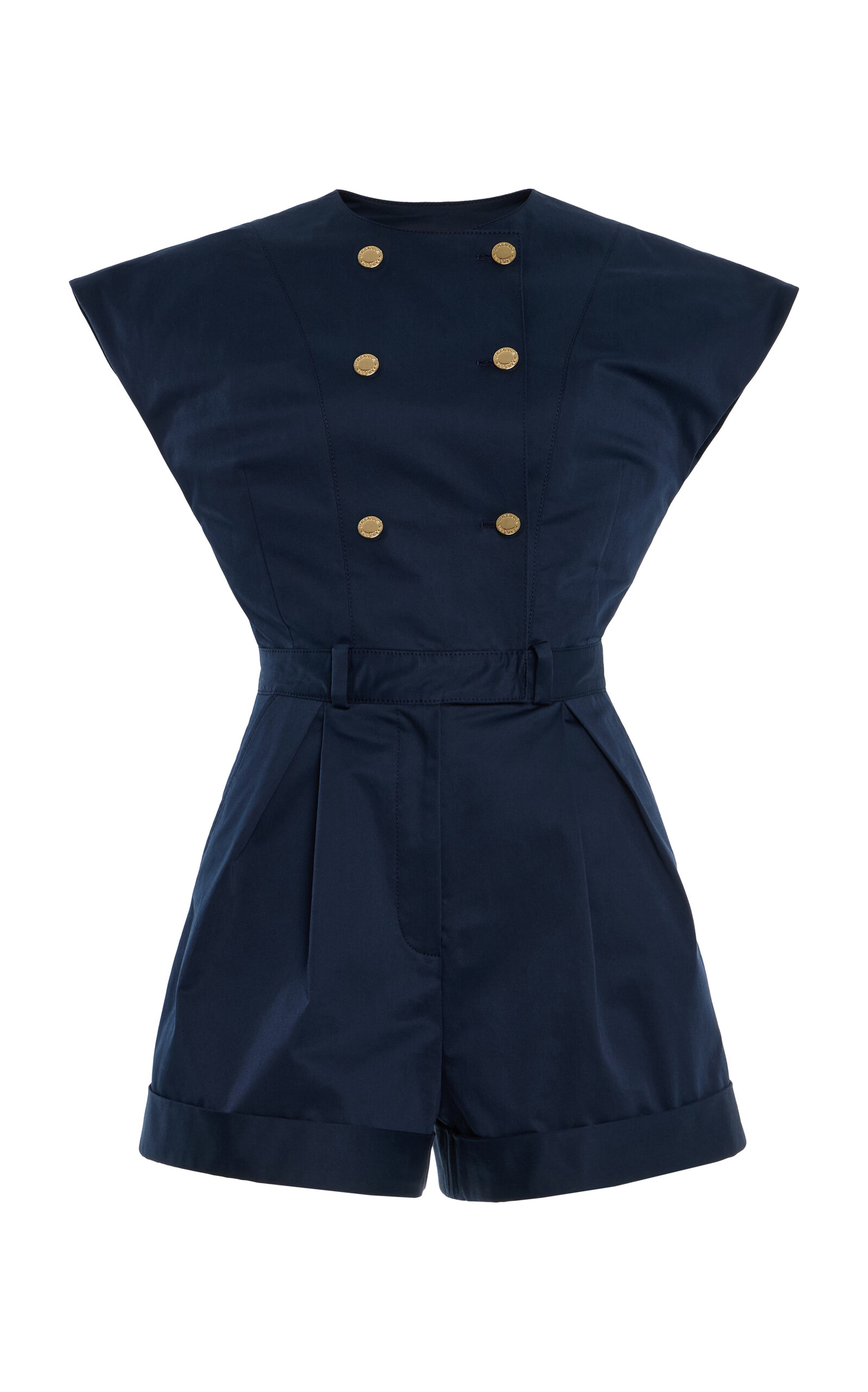 Carolina Herrera Double-breasted Stretch-cotton Sateen Romper