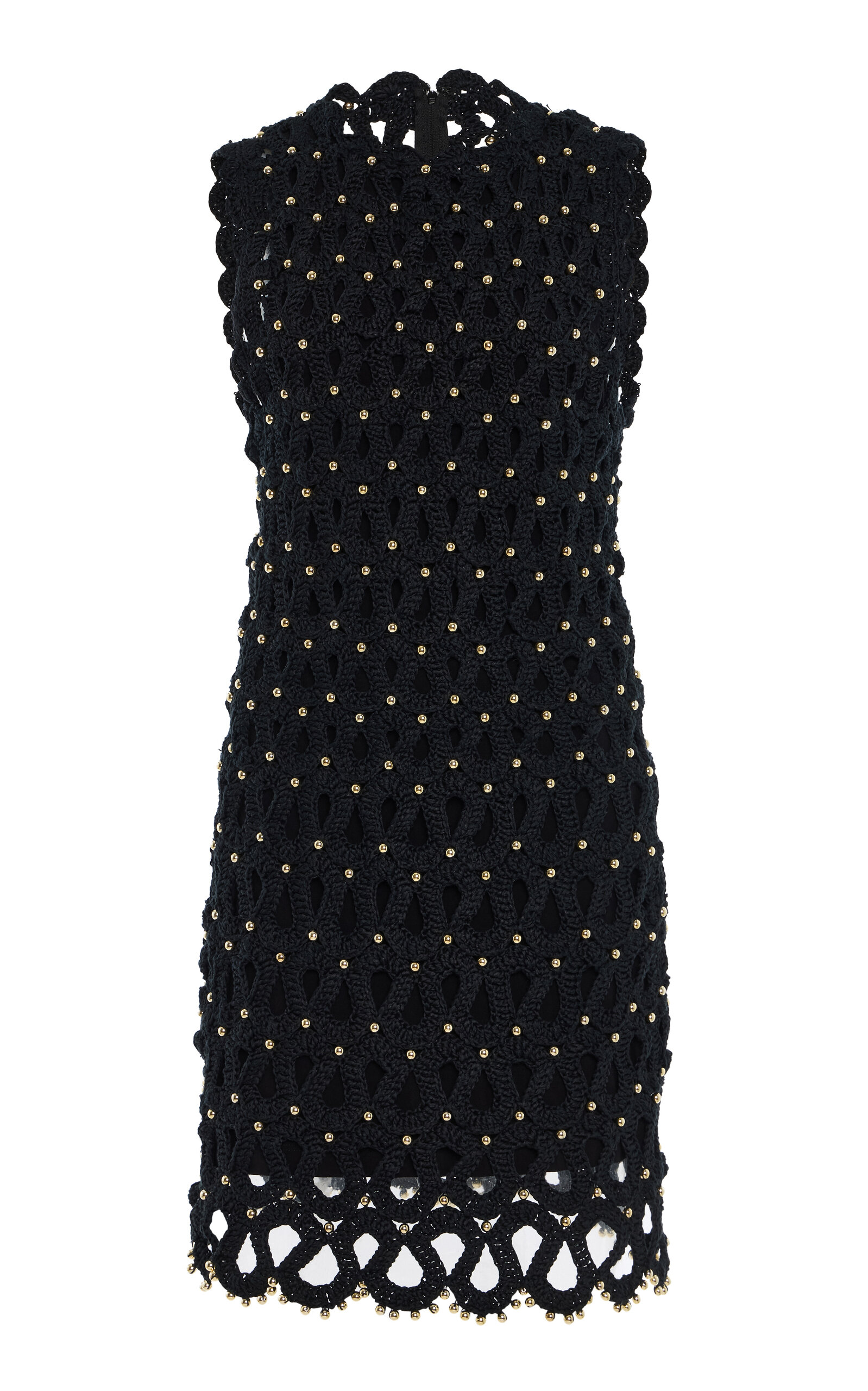 Carolina Herrera Embroidered Cotton-wave Crochet Dress In Black