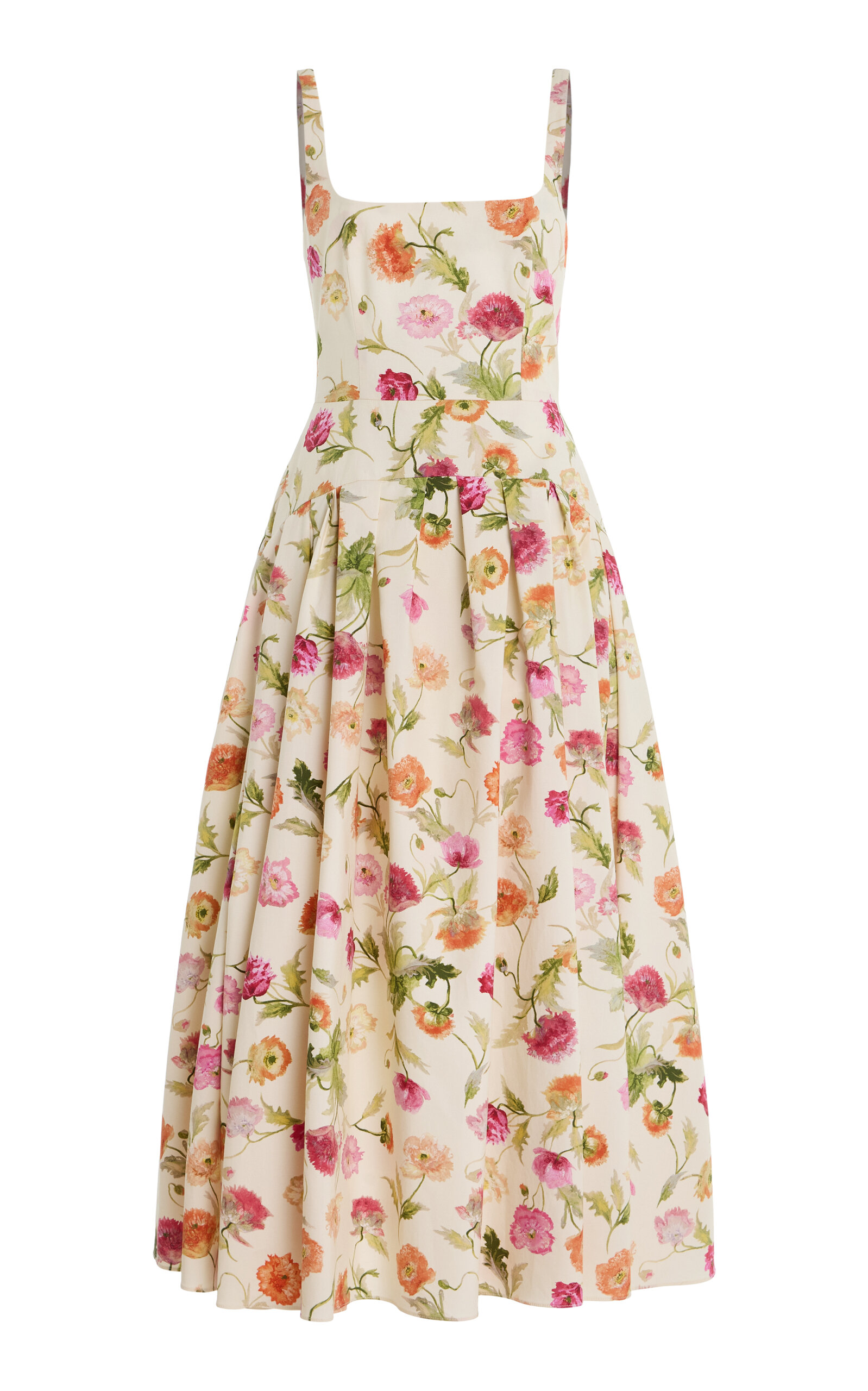 Carolina Herrera Floral Stretch-Cotton Midi Dress