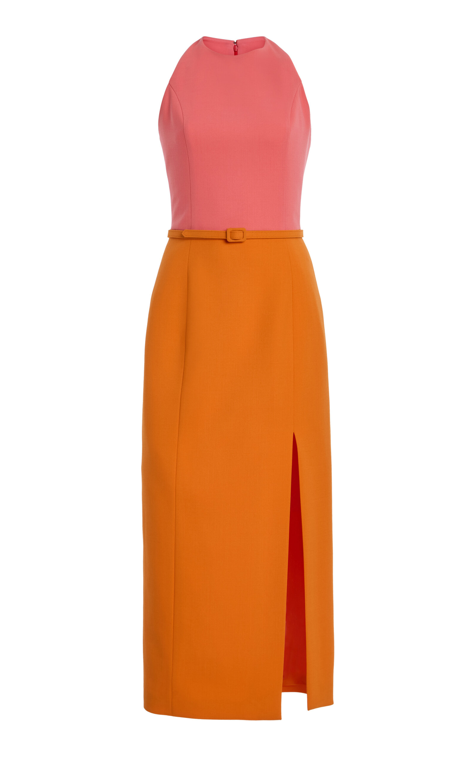 Carolina Herrera Belted Bi-Stretch Wool Tailored Dress