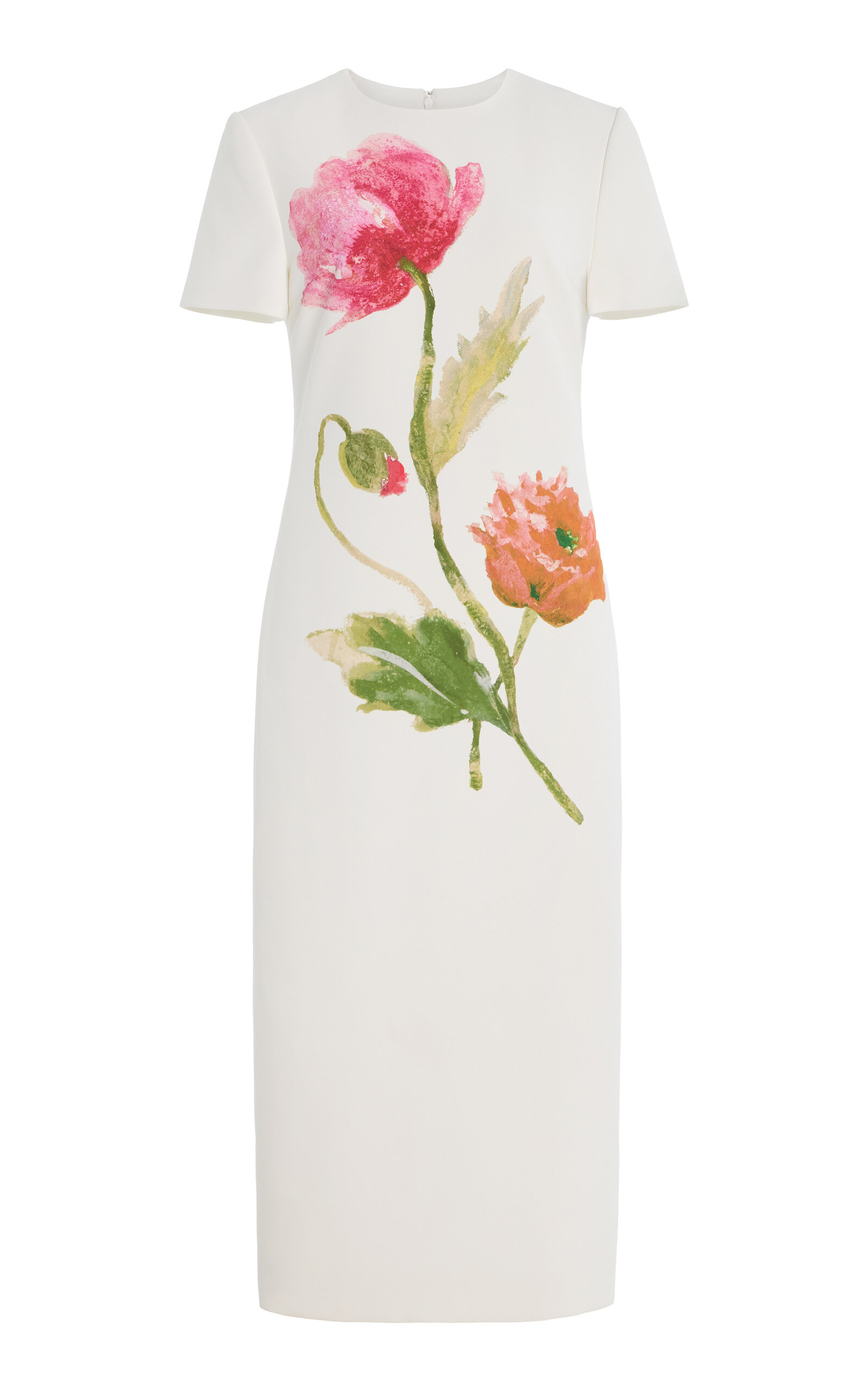 Carolina Herrera Printed Stretch-crepe Dress In White
