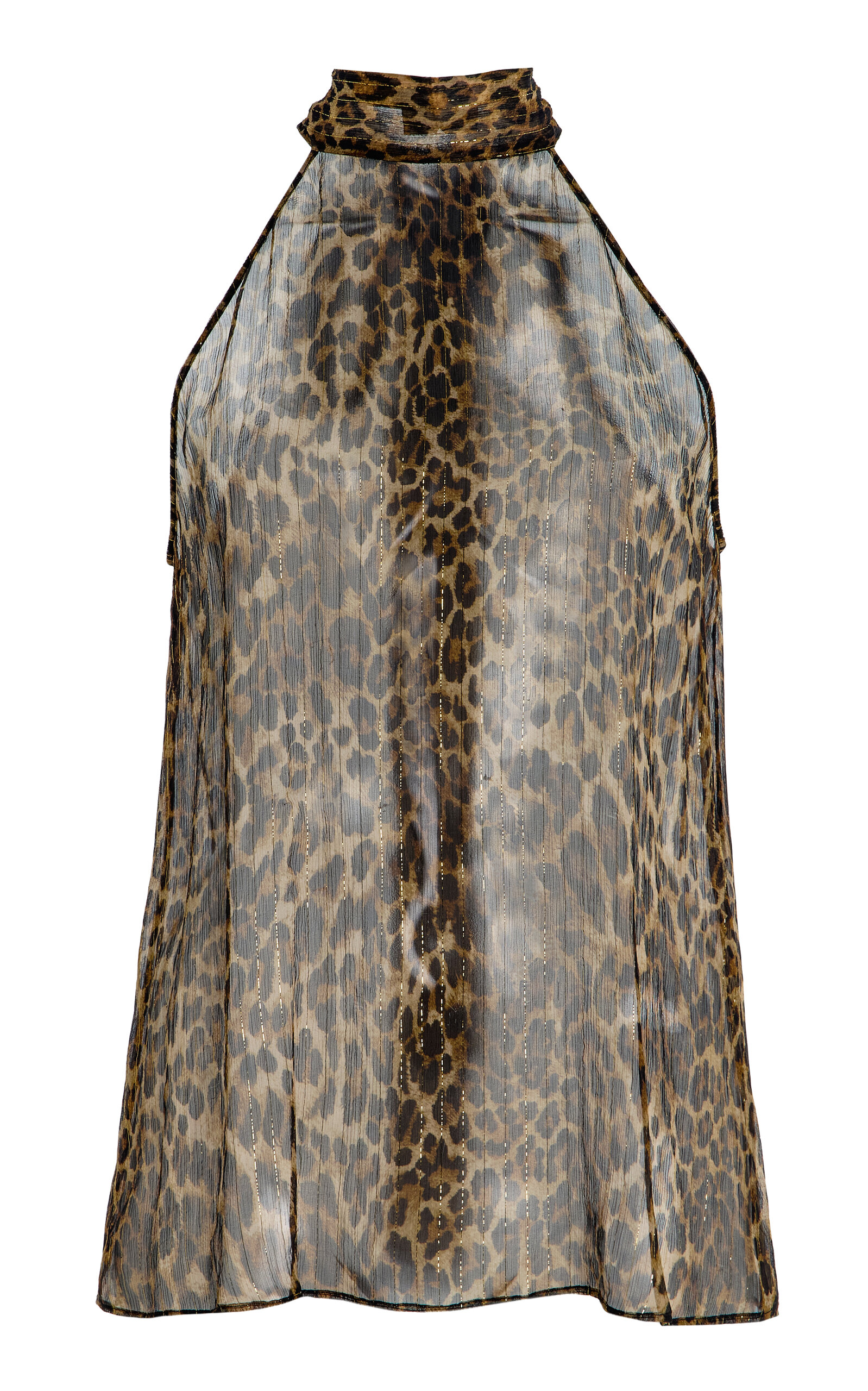 NILI LOTAN Alla Leopard Silk Halter Top