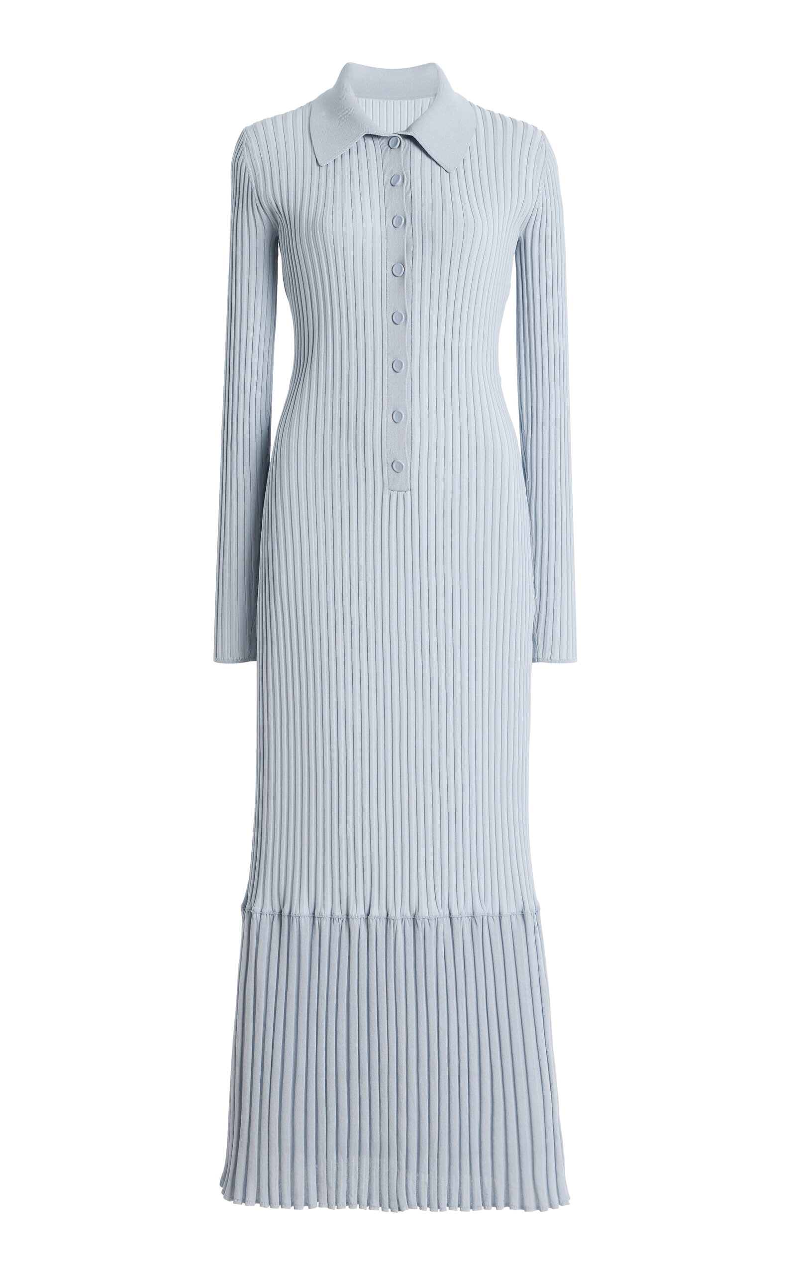 Proenza Schouler Luiza Ribbed-knit Midi Dress In Blue