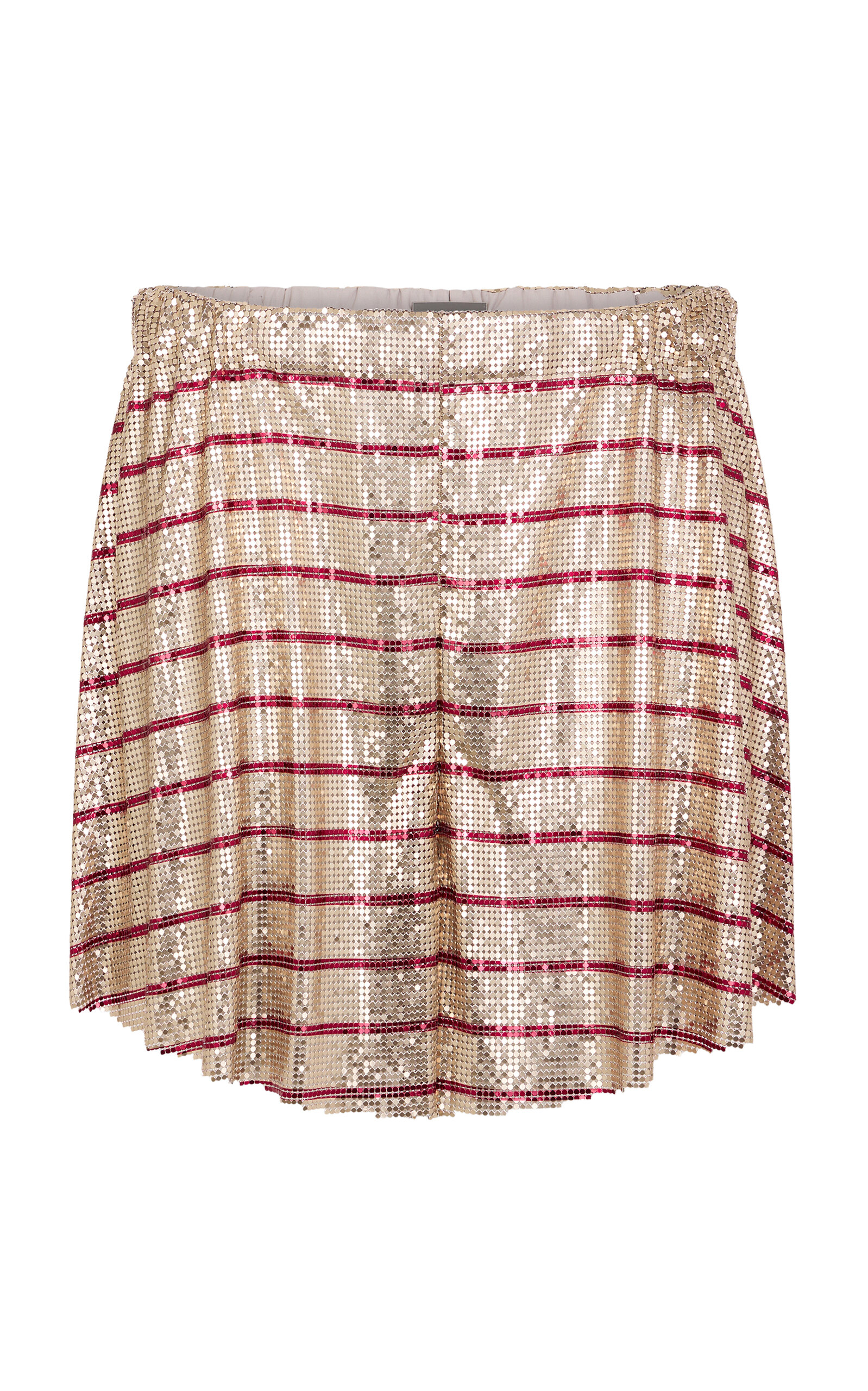 Rabanne Striped Metallic Mesh Shorts