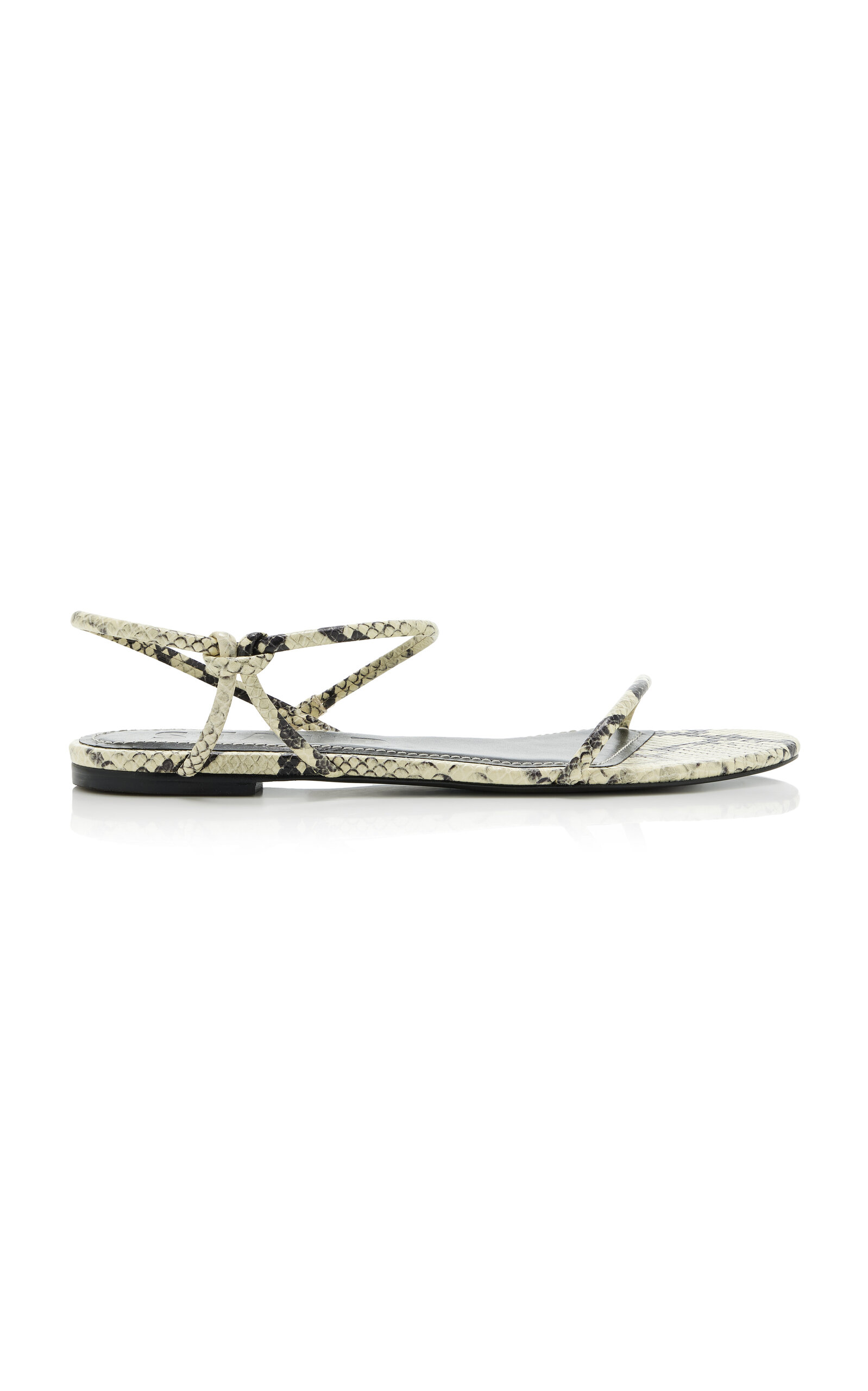 STAUD Laurel Snake-Effect Leather Sandals