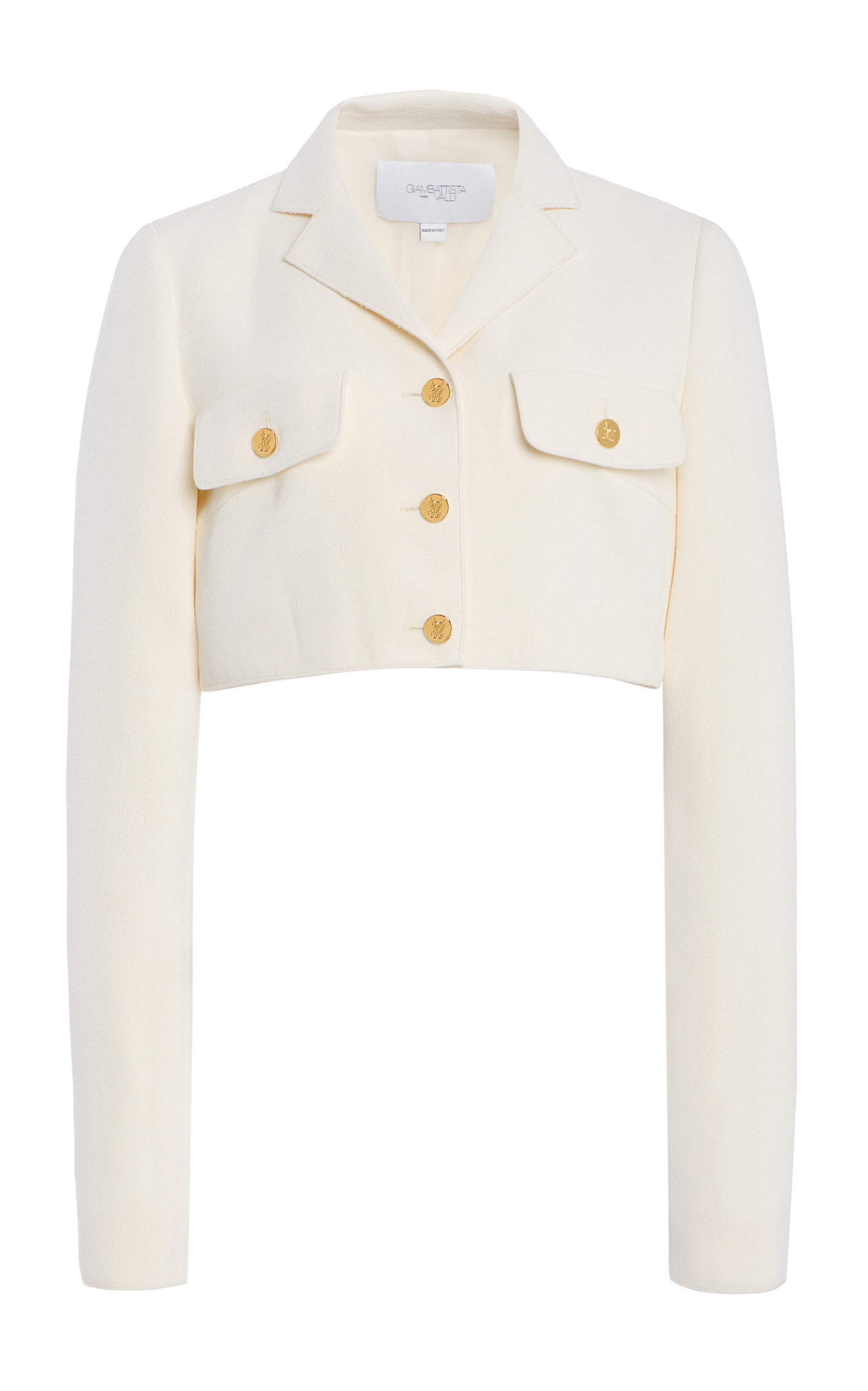 Giambattista Valli Lux Crepe Cropped Jacket In Neutral