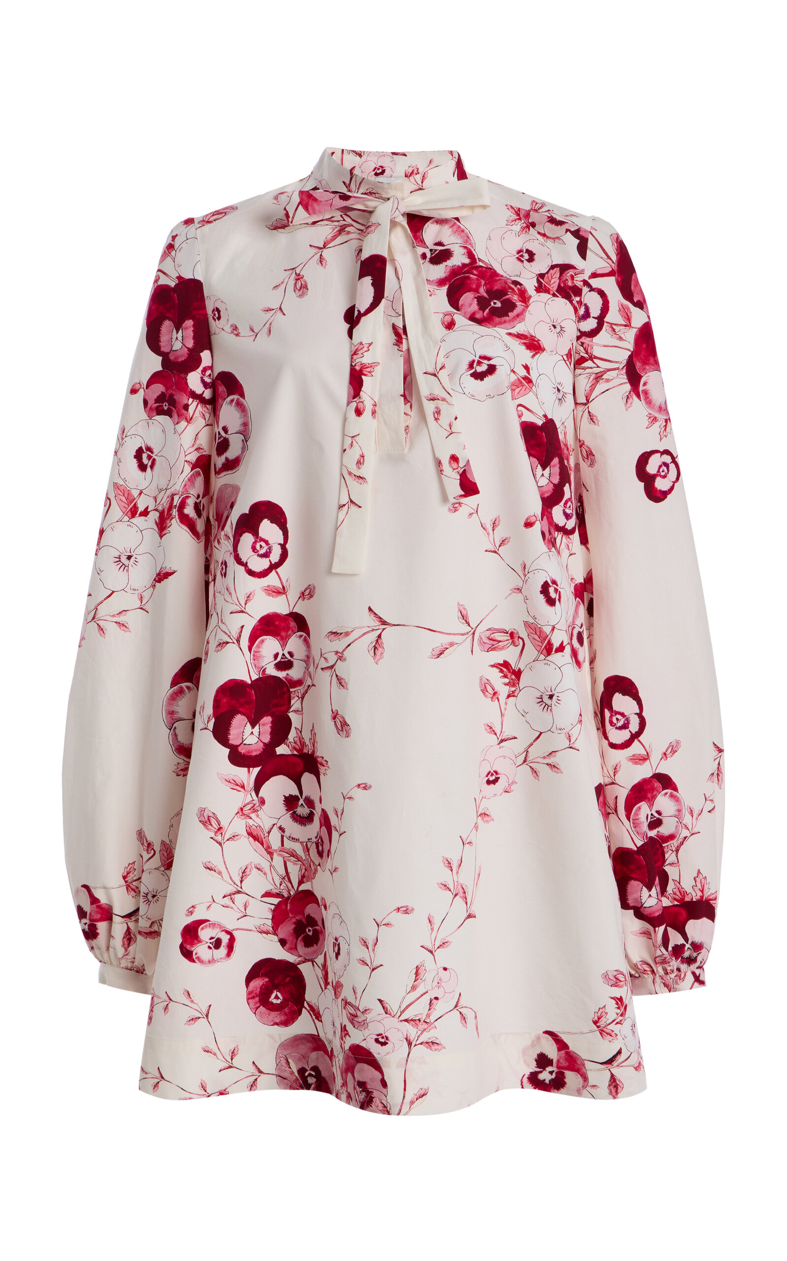 Giambattista Valli Tie-Neck Floral Silk Mini Dress