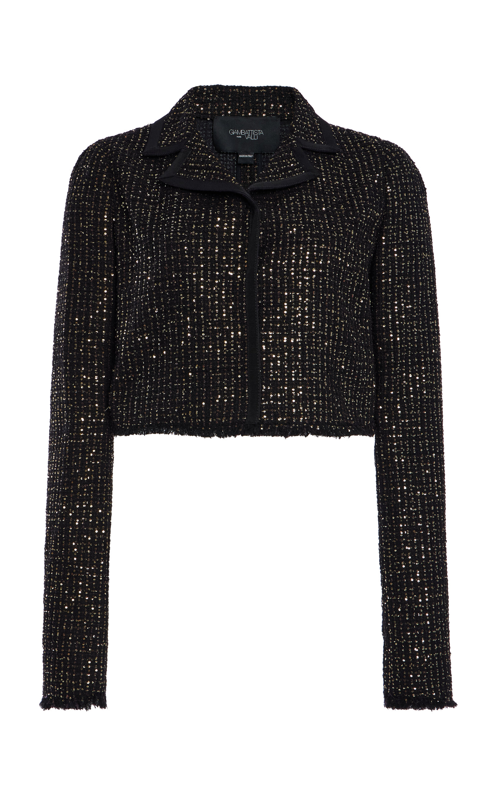 Giambattista Valli Tweed Cropped Jacket In Black