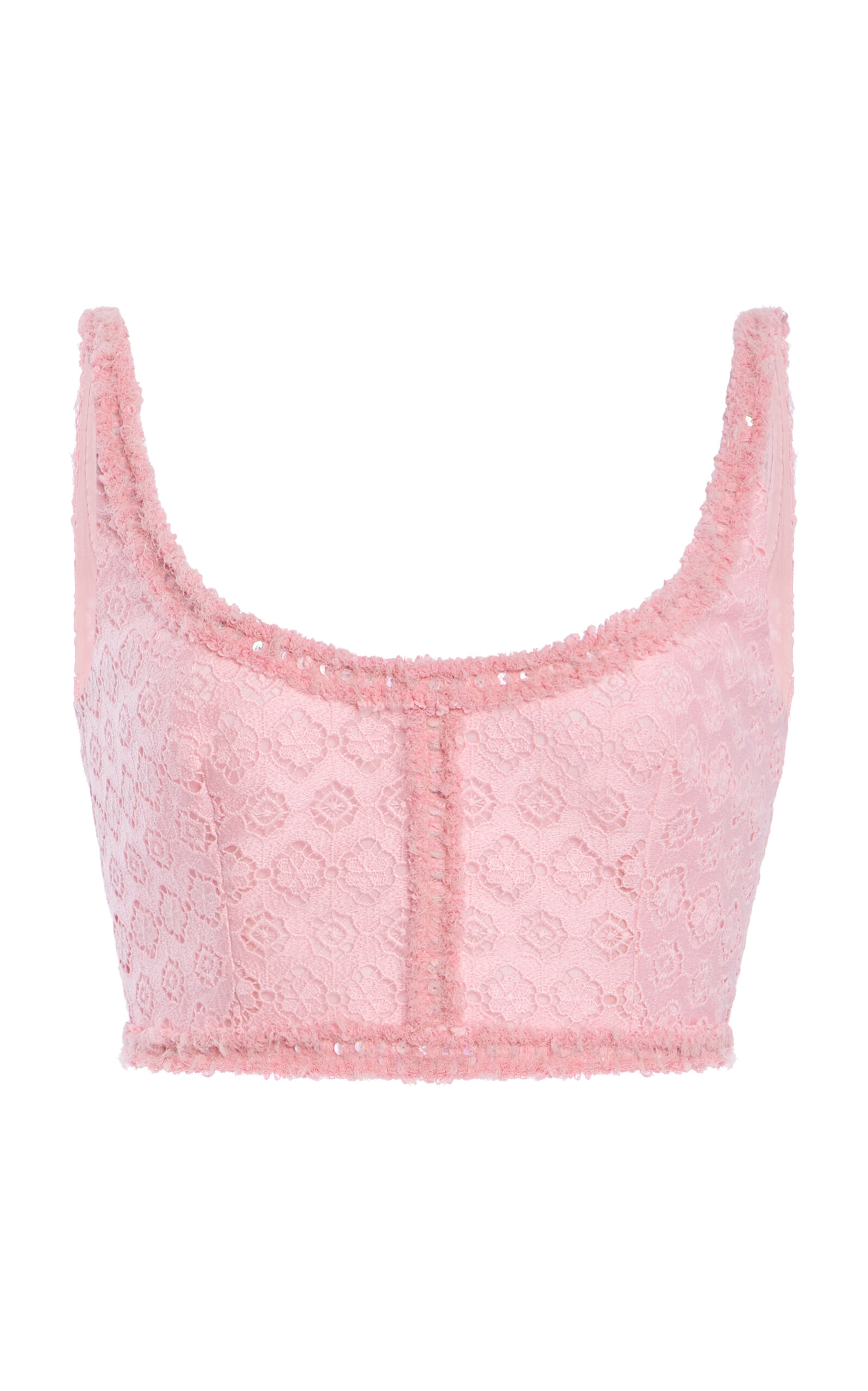 Giambattista Valli Floral Macrame Croppped Top In Pink