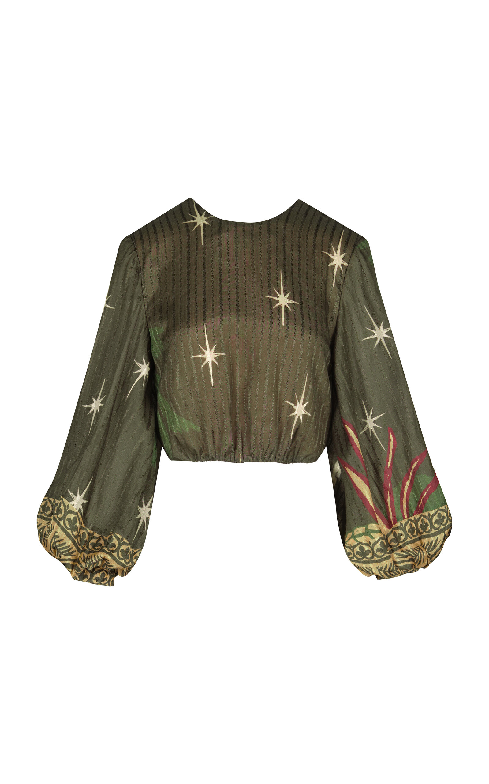 Johanna Ortiz Afterwork Silk Blend Cropped Top In Green