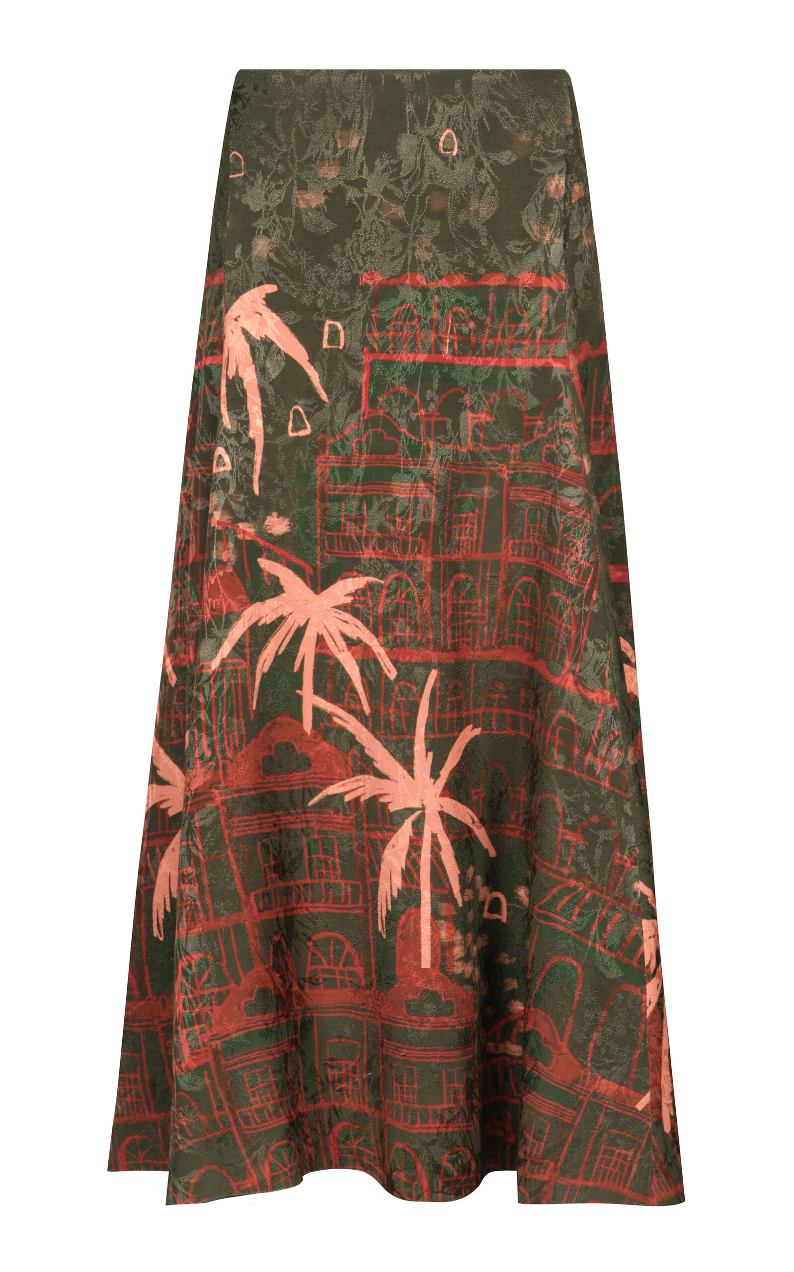 Johanna Ortiz Encanto De Isla Printed Maxi Skirt In Burgundy