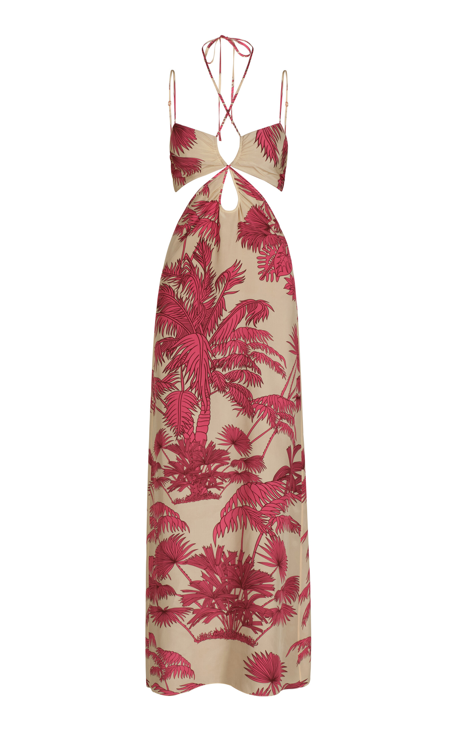 Johanna Ortiz Andalusian Rhythms Silk Maxi Dress In Red