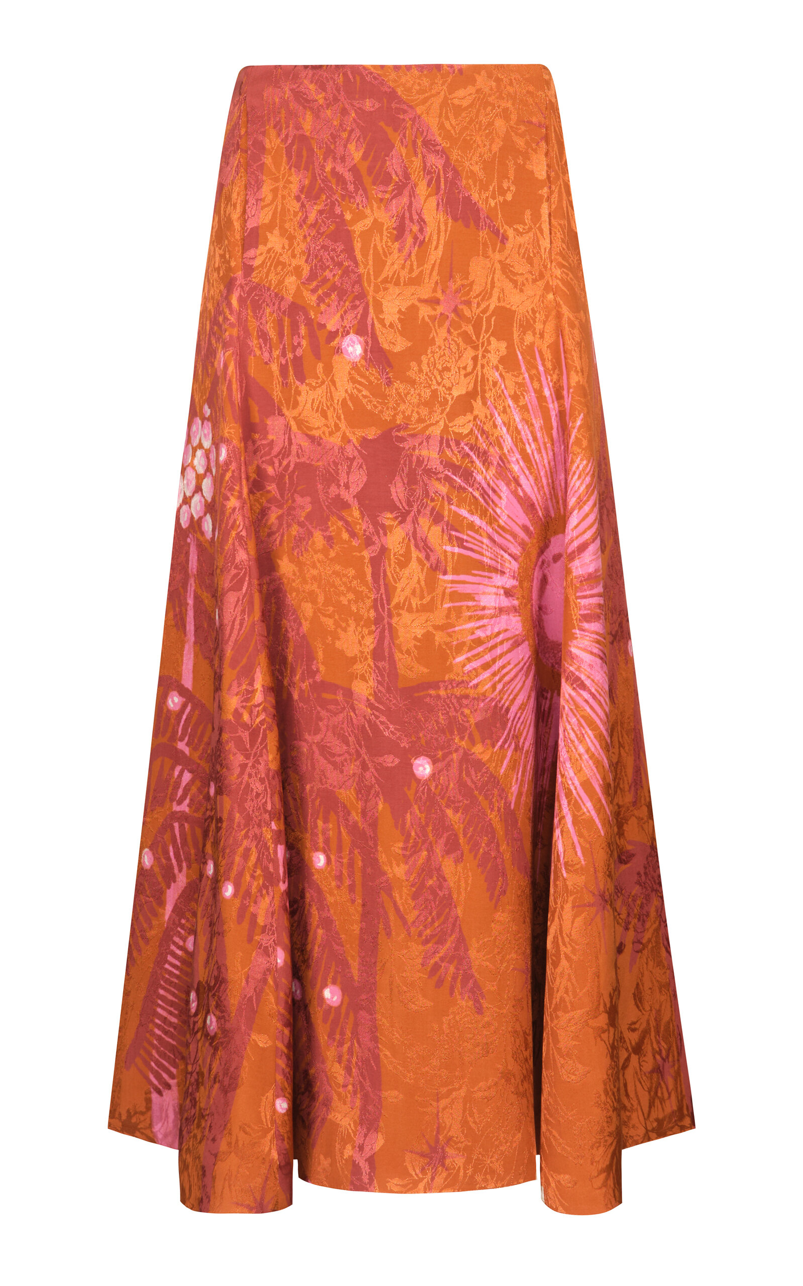 Johanna Ortiz Encanto De Isla Printed Jacquard Skirt In Orange