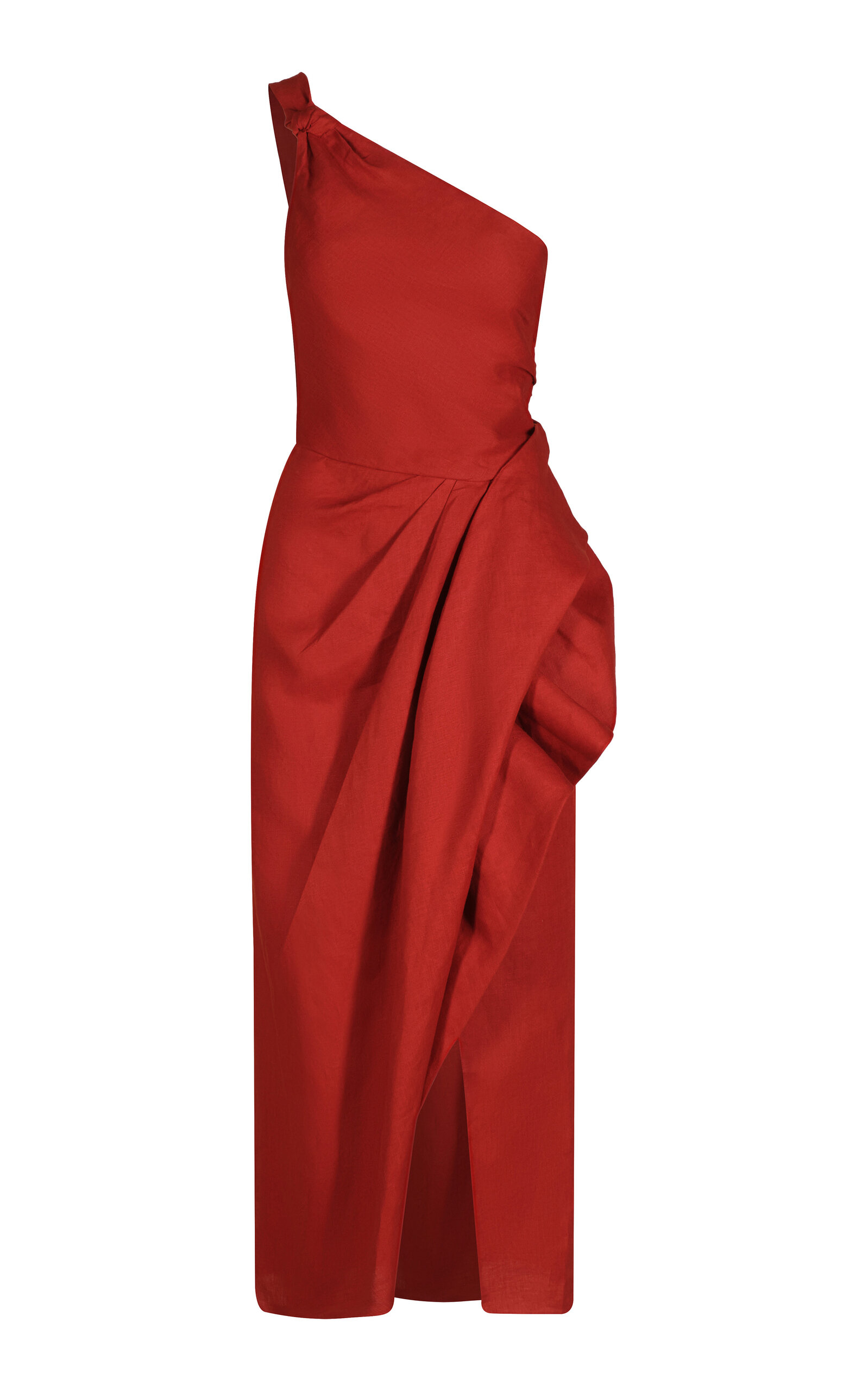 Johanna Ortiz Salsero One-Shoulder Linen Maxi Dress