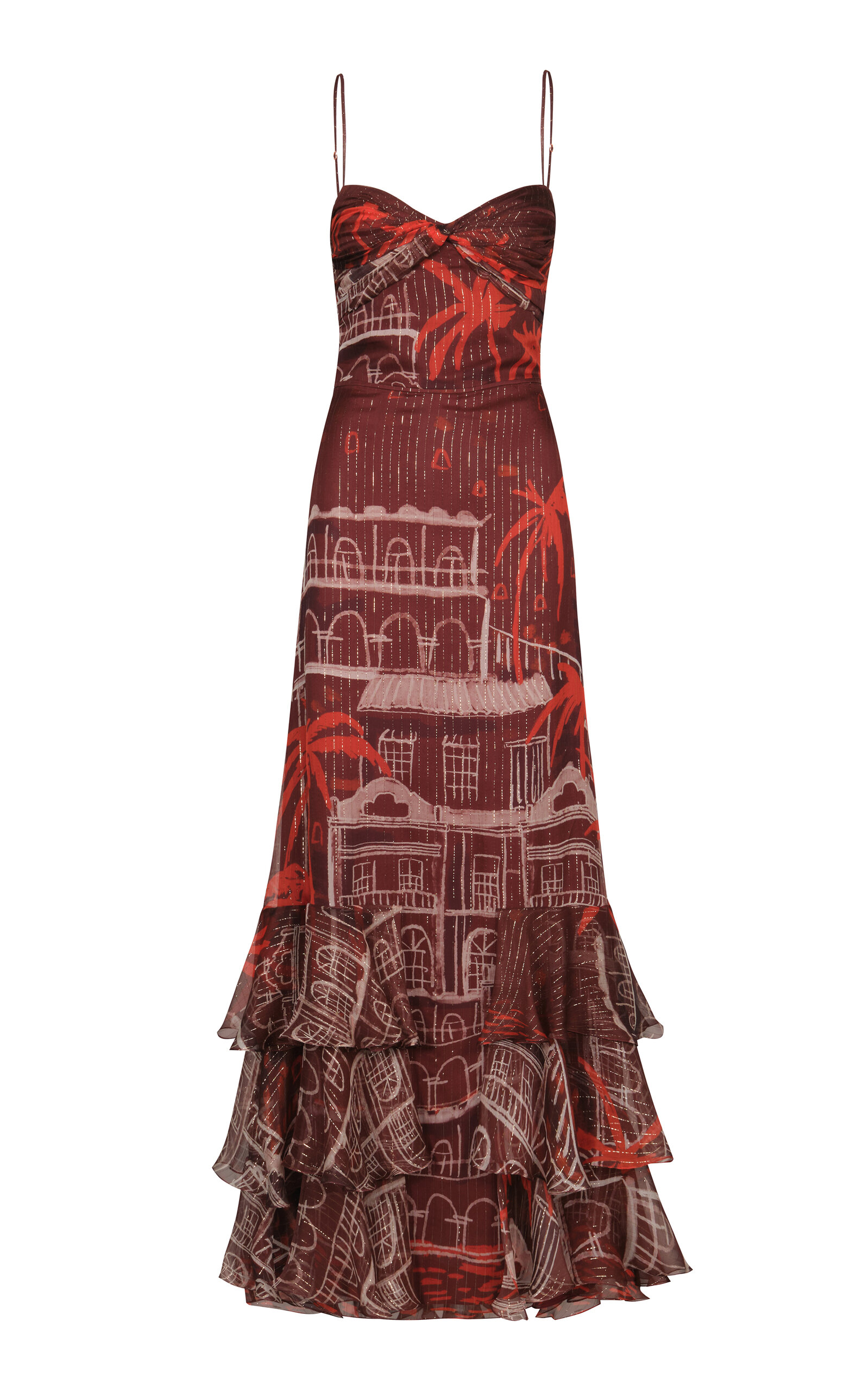 Johanna Ortiz Pasos Nocturnos Metallic-Silk Maxi Dress