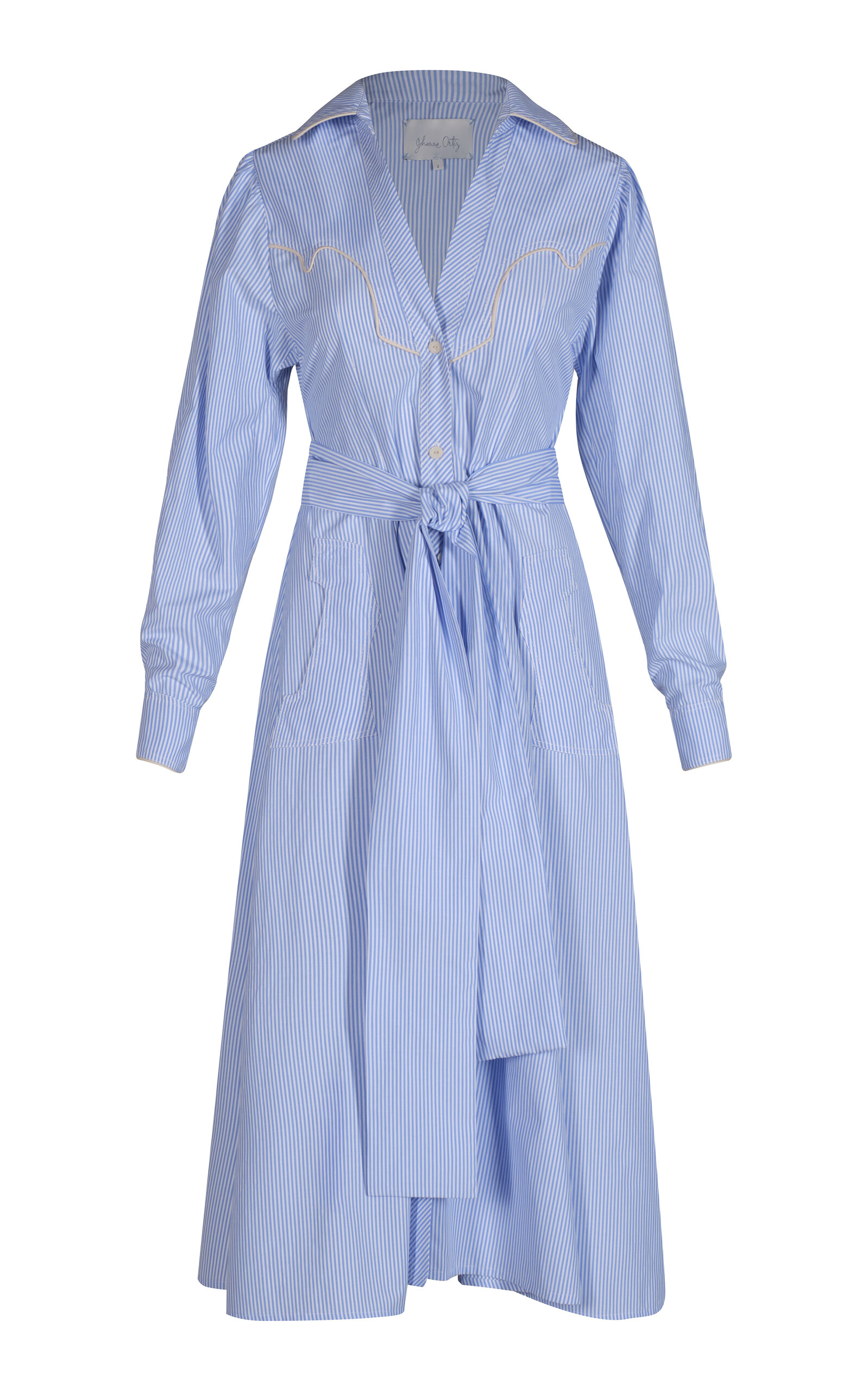 Johanna Ortiz Vela De Cruz Striped Midi Dress In Blue