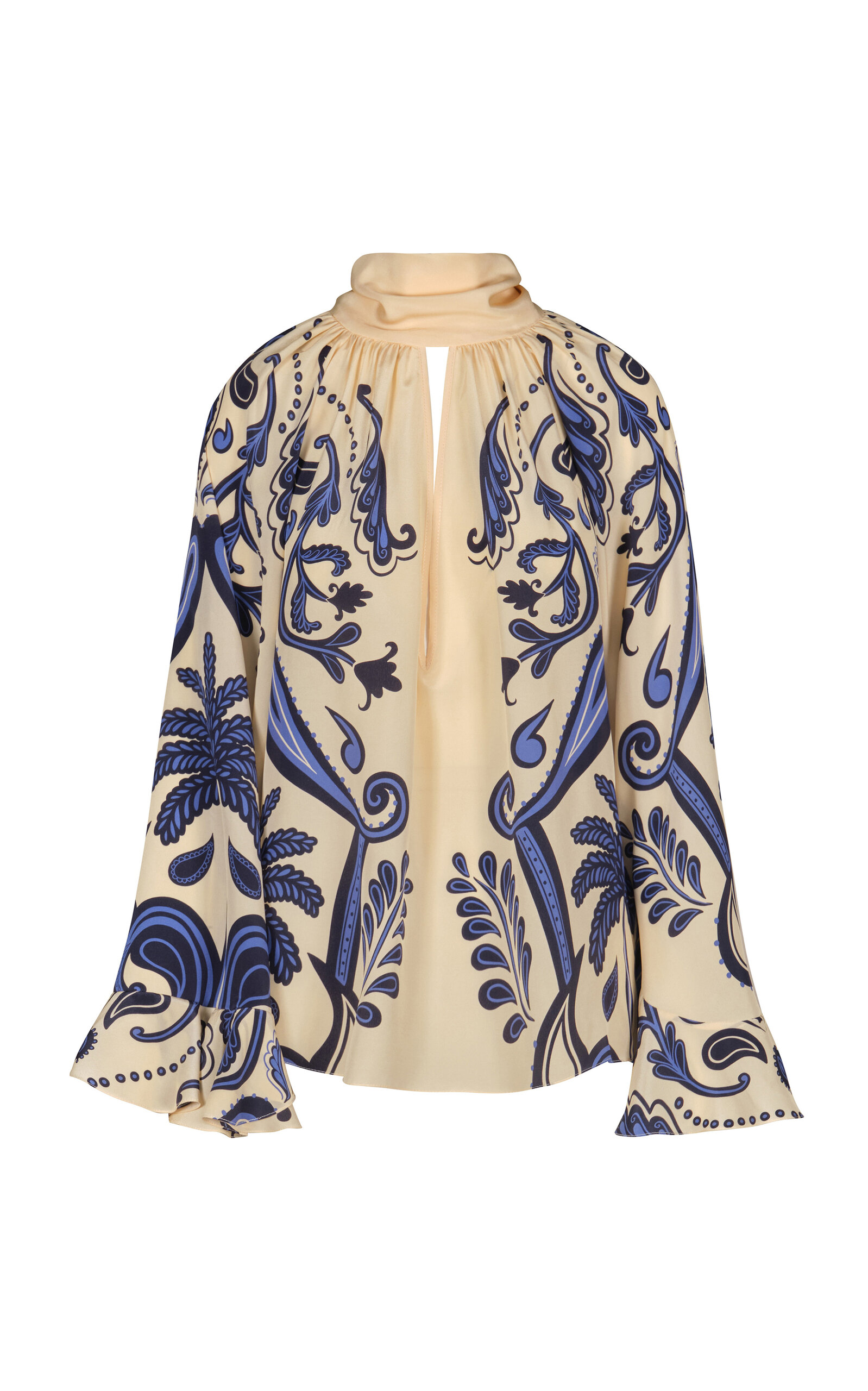 Johanna Ortiz Ritmo Sol Ruffled Printed Blouse In Neutral