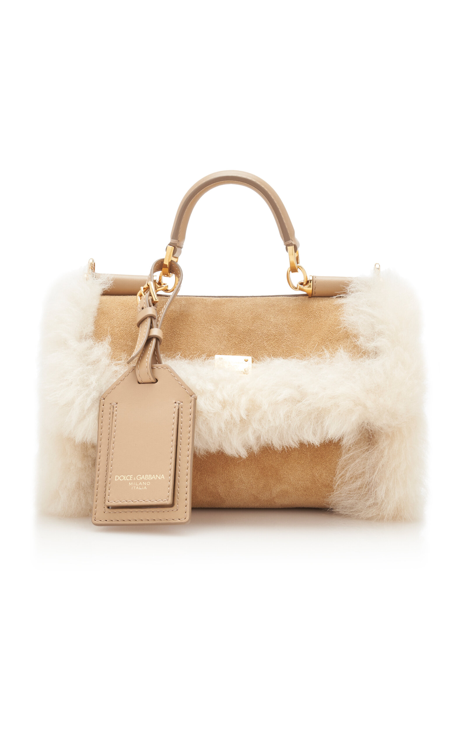 Dolce & Gabbana My Sicily Shearling Top Handle Bag