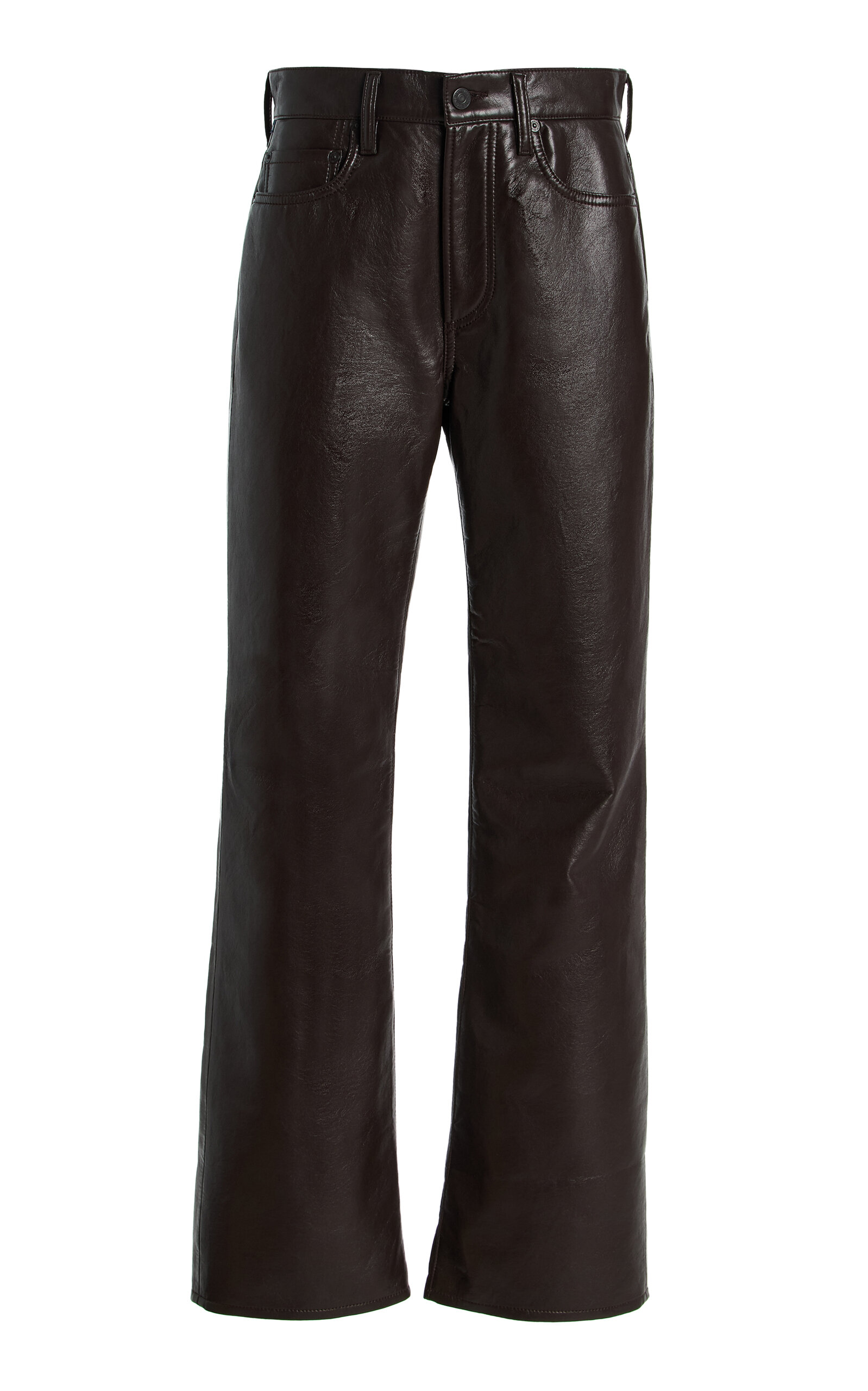 Citizen Of Humanity Genova Low-rise Bootcut Leather Pants In Brown
