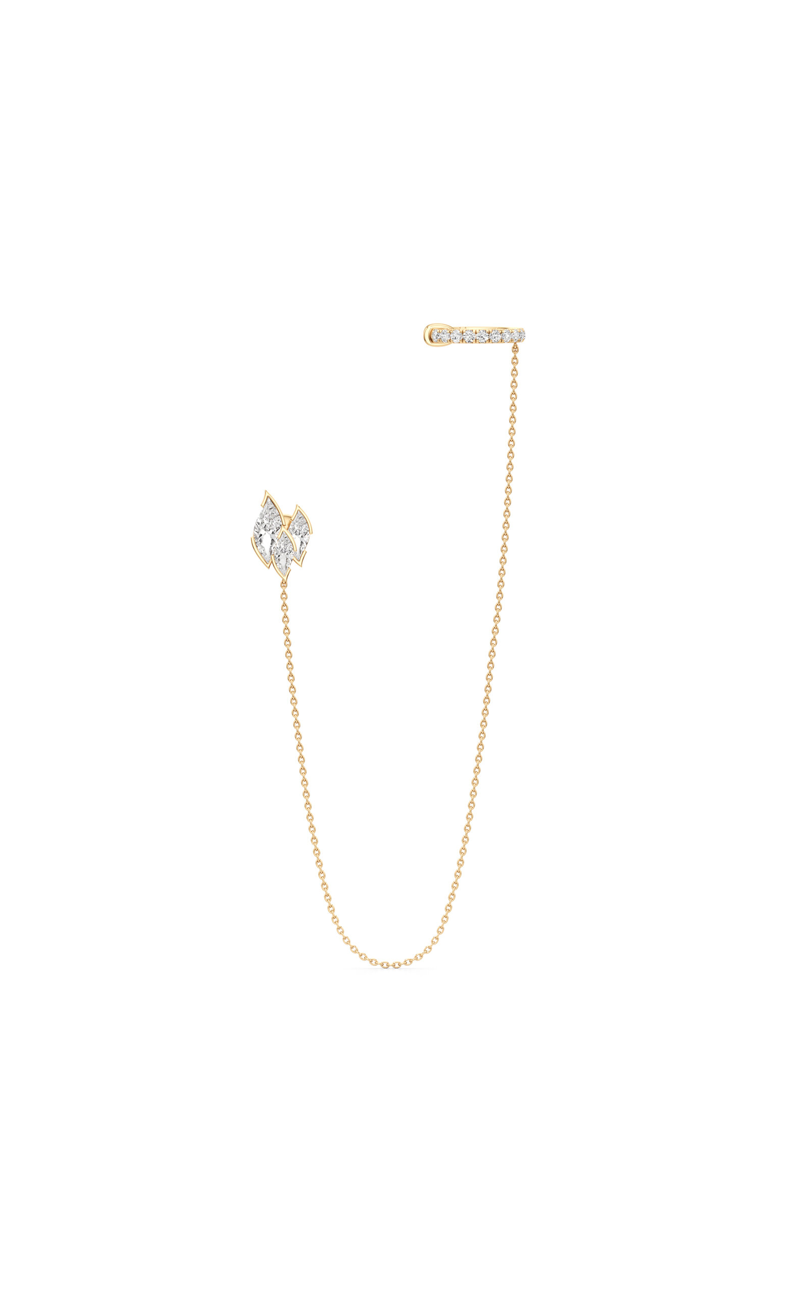 Flame 18K Yellow Gold Diamond Cuff Earring