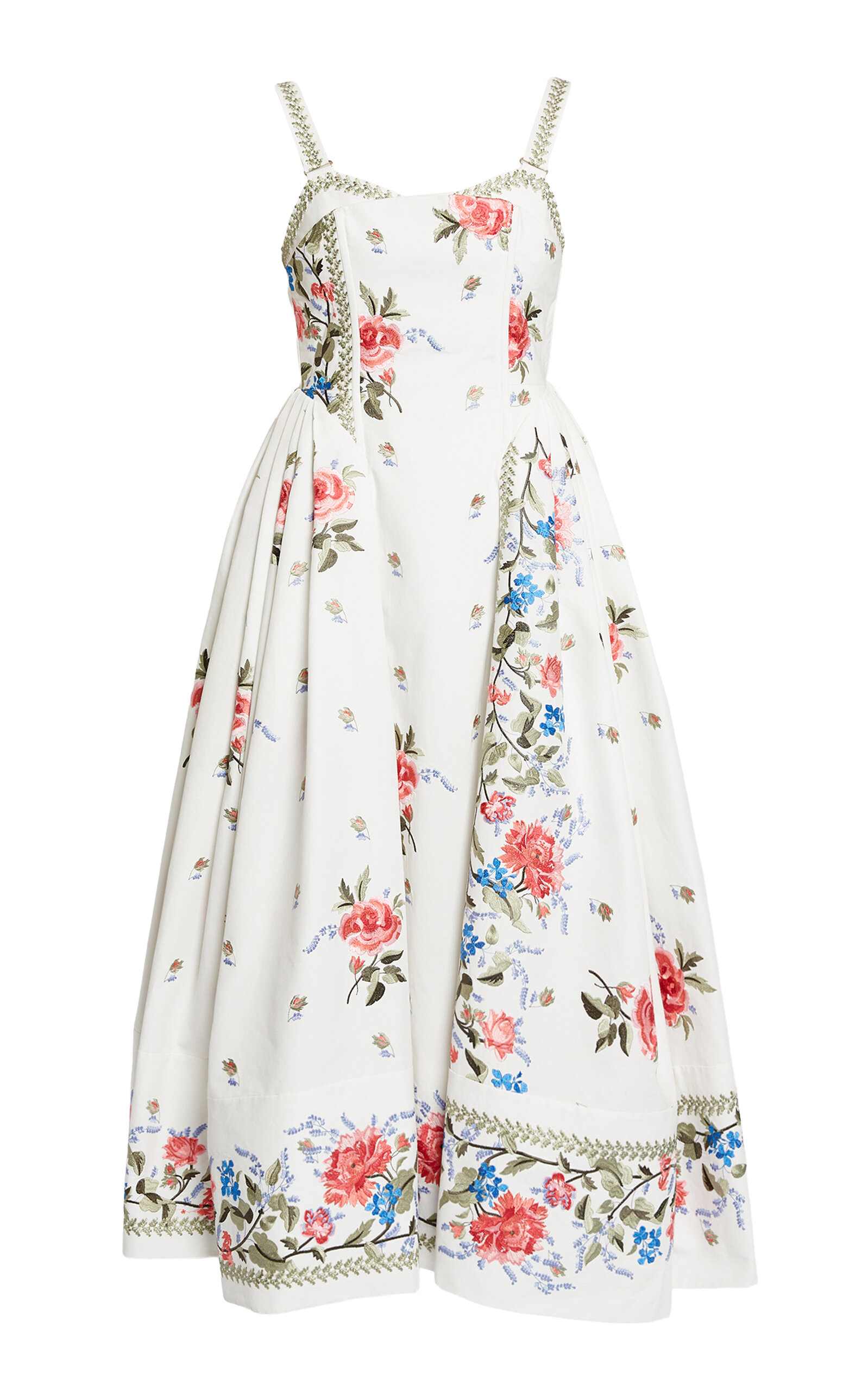 Erdem Floral Bustier Cotton Midi Dress