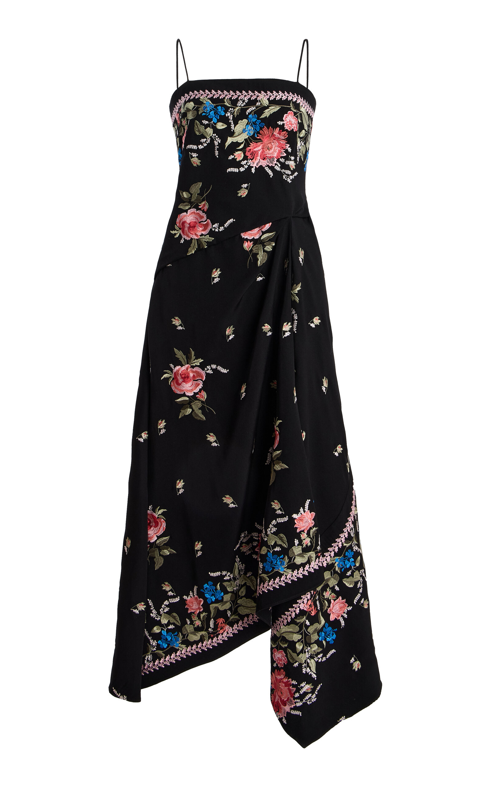 Erdem Floral Draped Midi Cocktail Dress