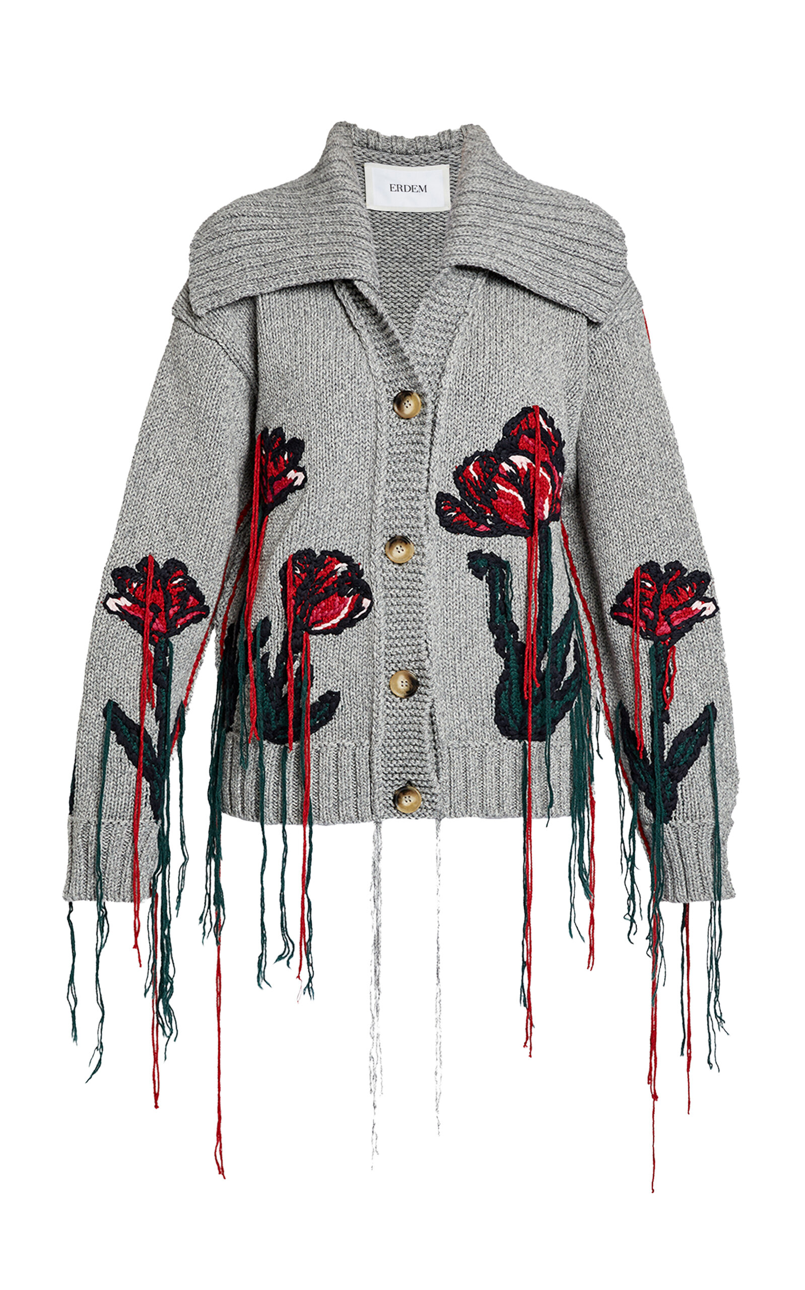 Erdem Embroidered Knit Wool-Cotton Jacket