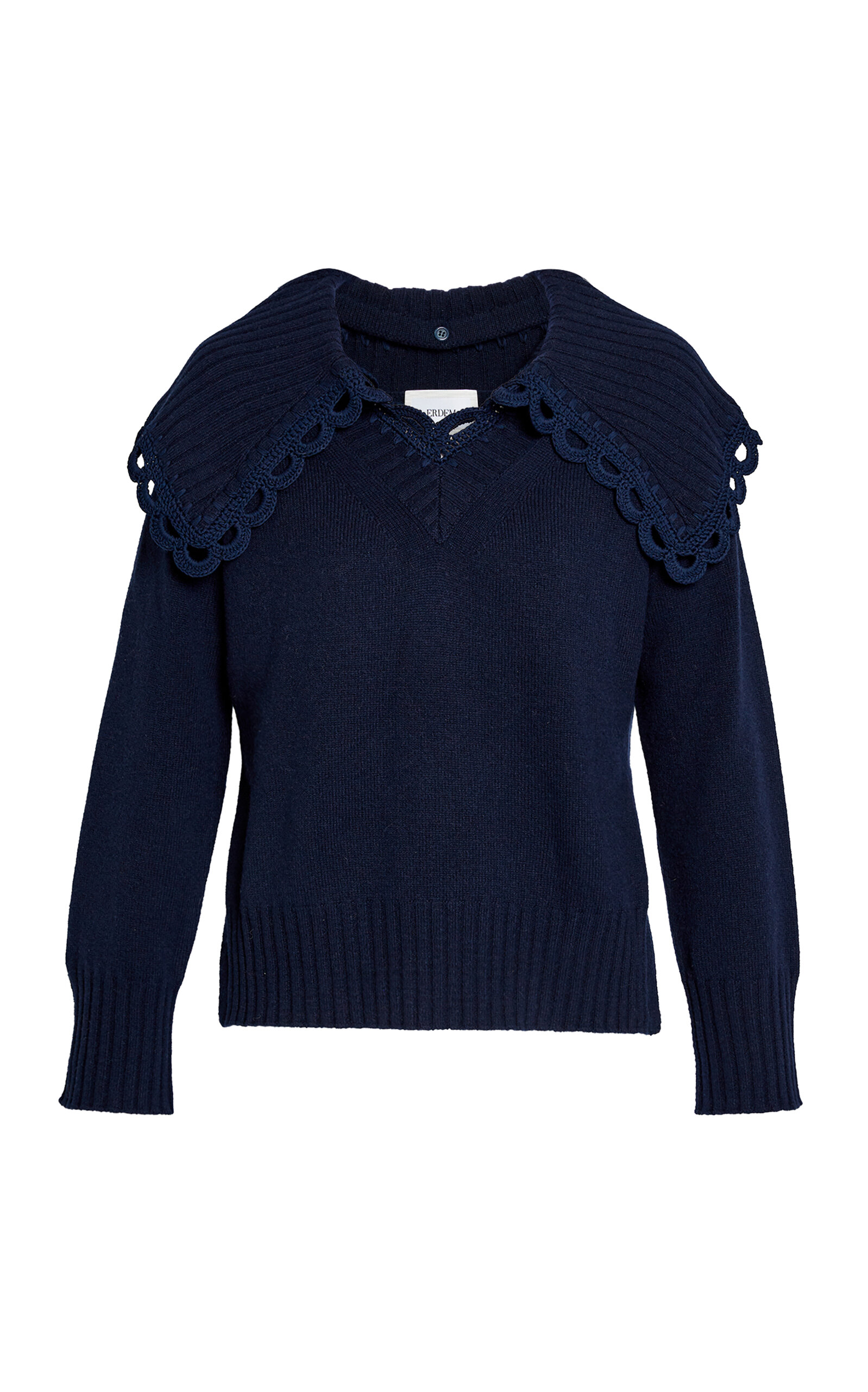 Collared V-Neck Cotton-Blend Sweater
