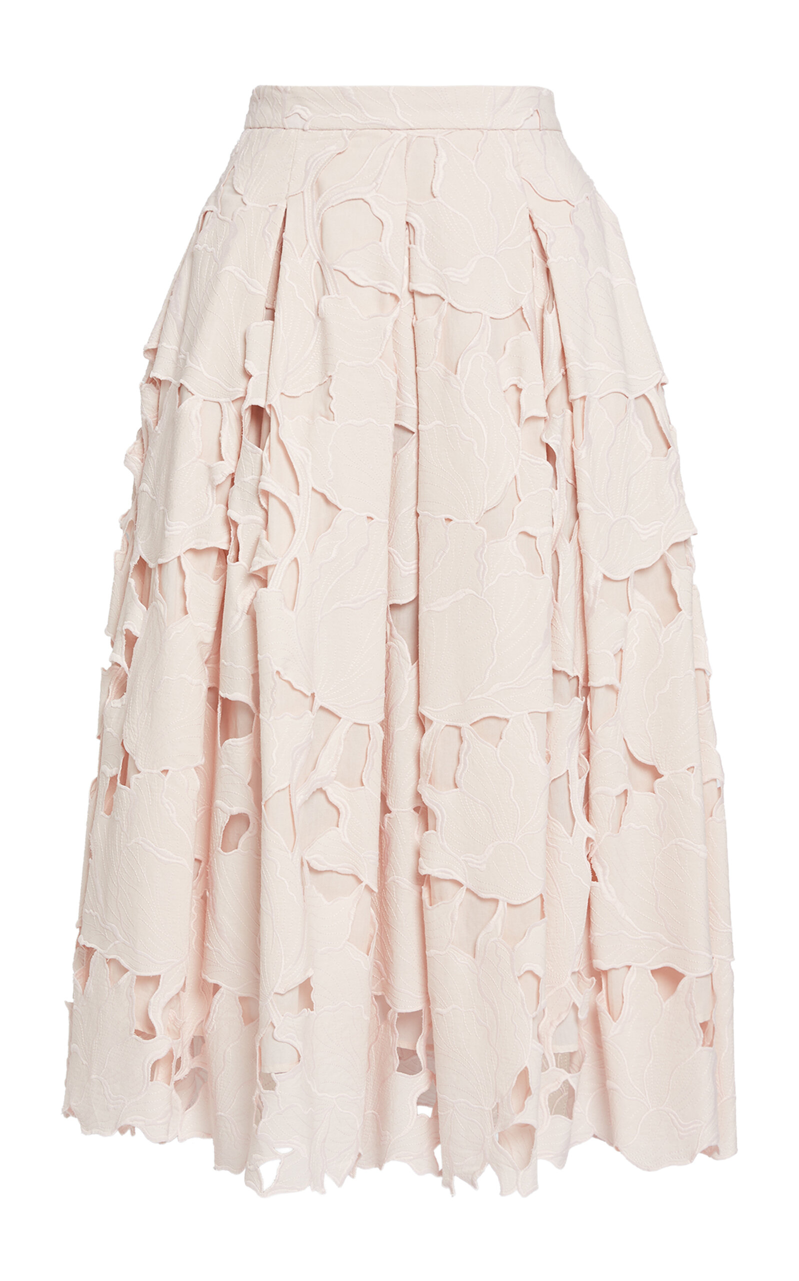 Erdem Cutout Cotton Blend Pleated Midi Skirt