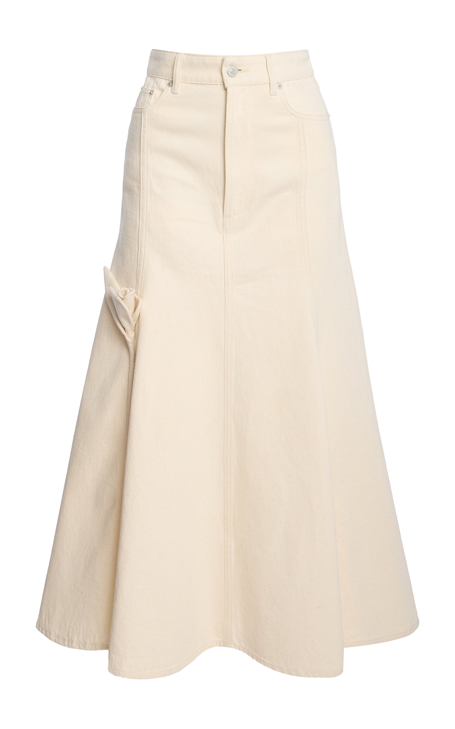 Erdem Fluted Denim Midi Skirt