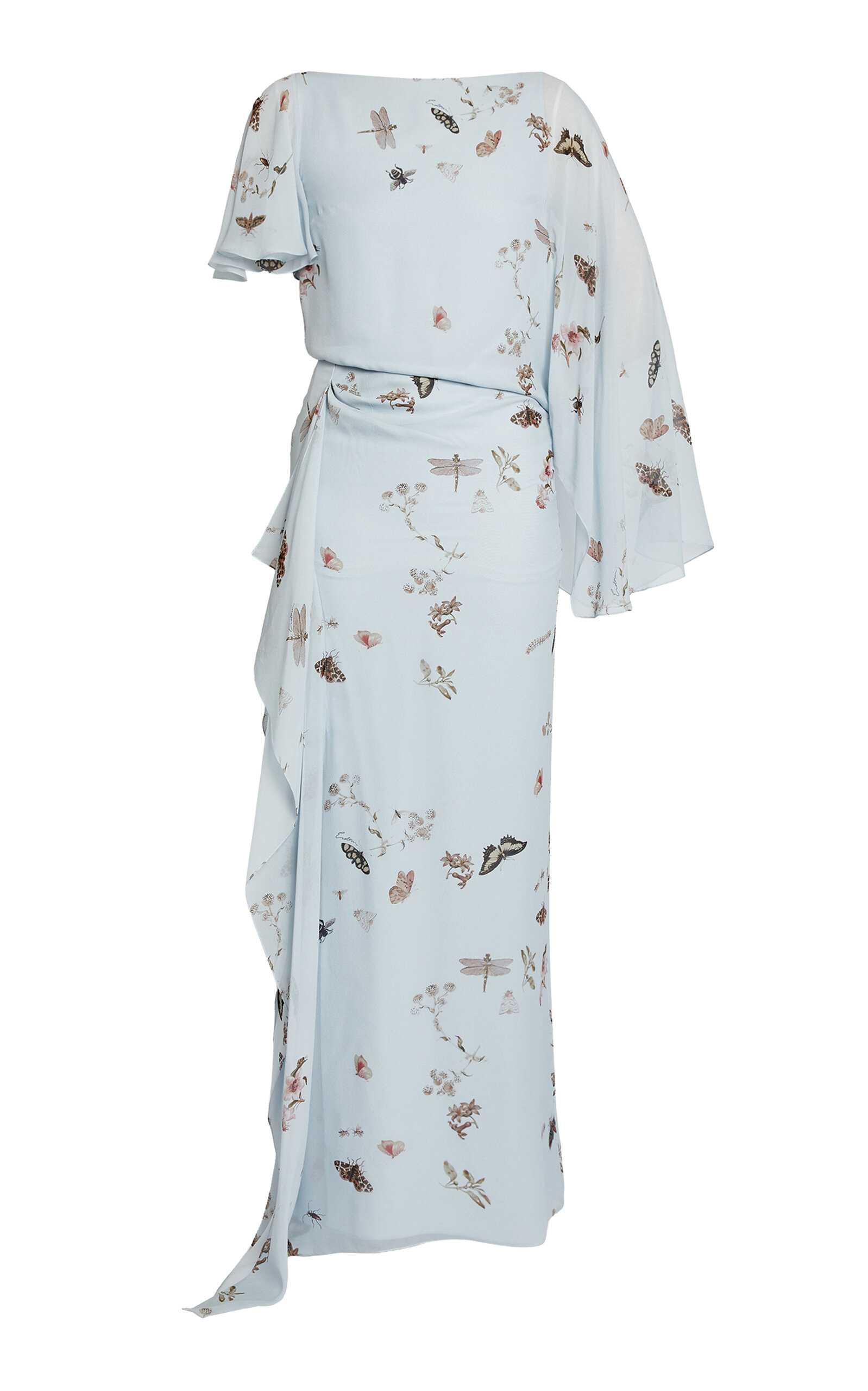 Erdem Printed Draped Silk Gown