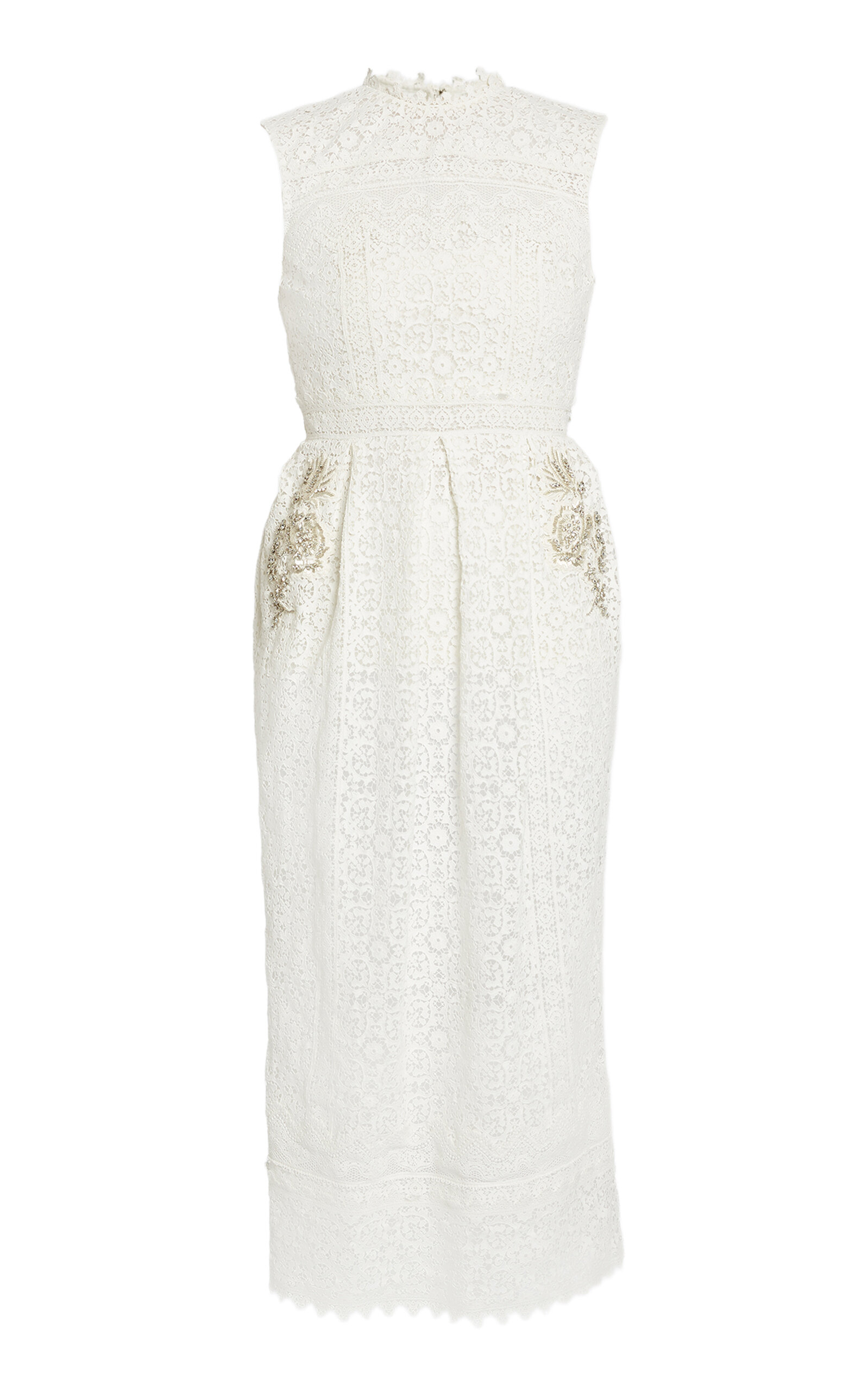 Erdem Embellished Cotton Midi Cocktail Dress