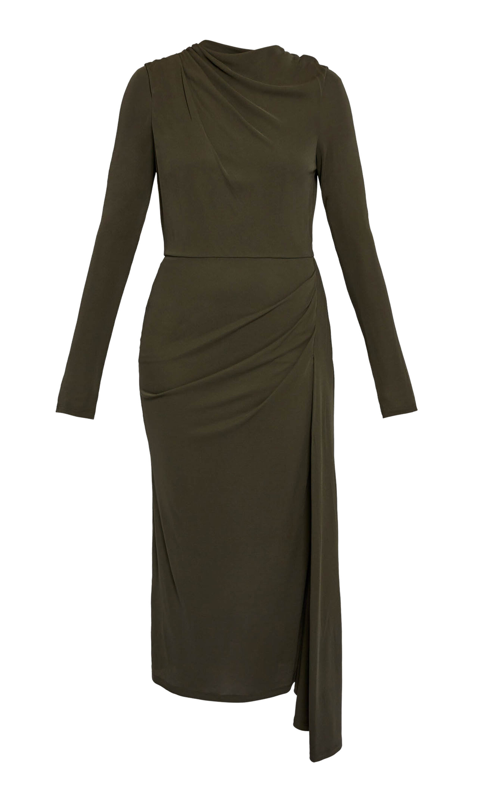 Erdem Draped Long-sleeve Midi Dress