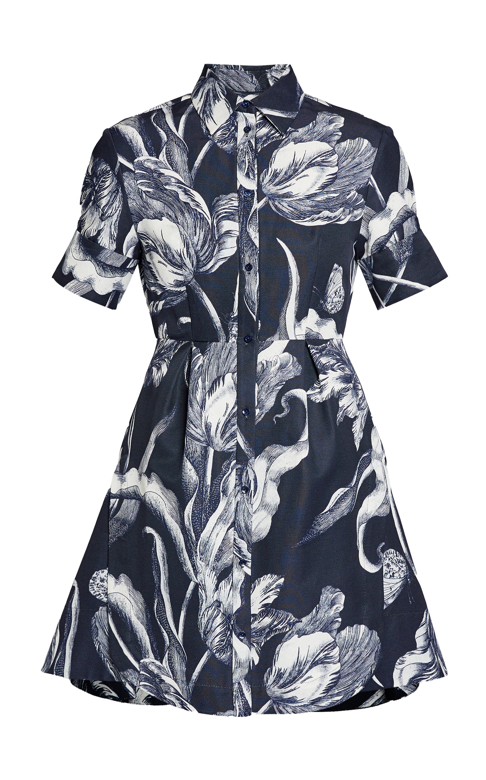 Erdem Printed Short-sleeve Cotton-blend Mini Dress