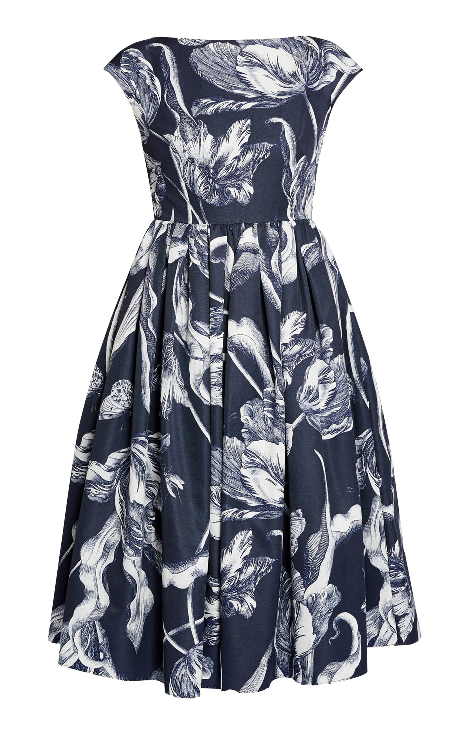 Erdem Printed Boatneck Cotton-blend Midi Dress