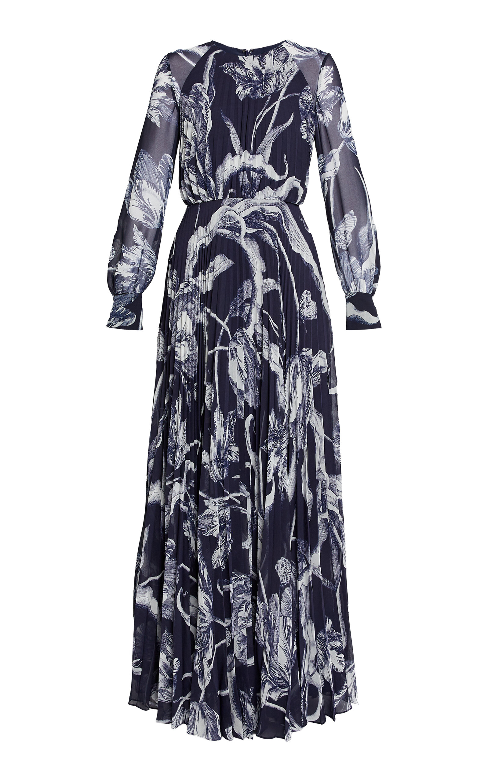 Erdem Printed Long-sleeve Gown