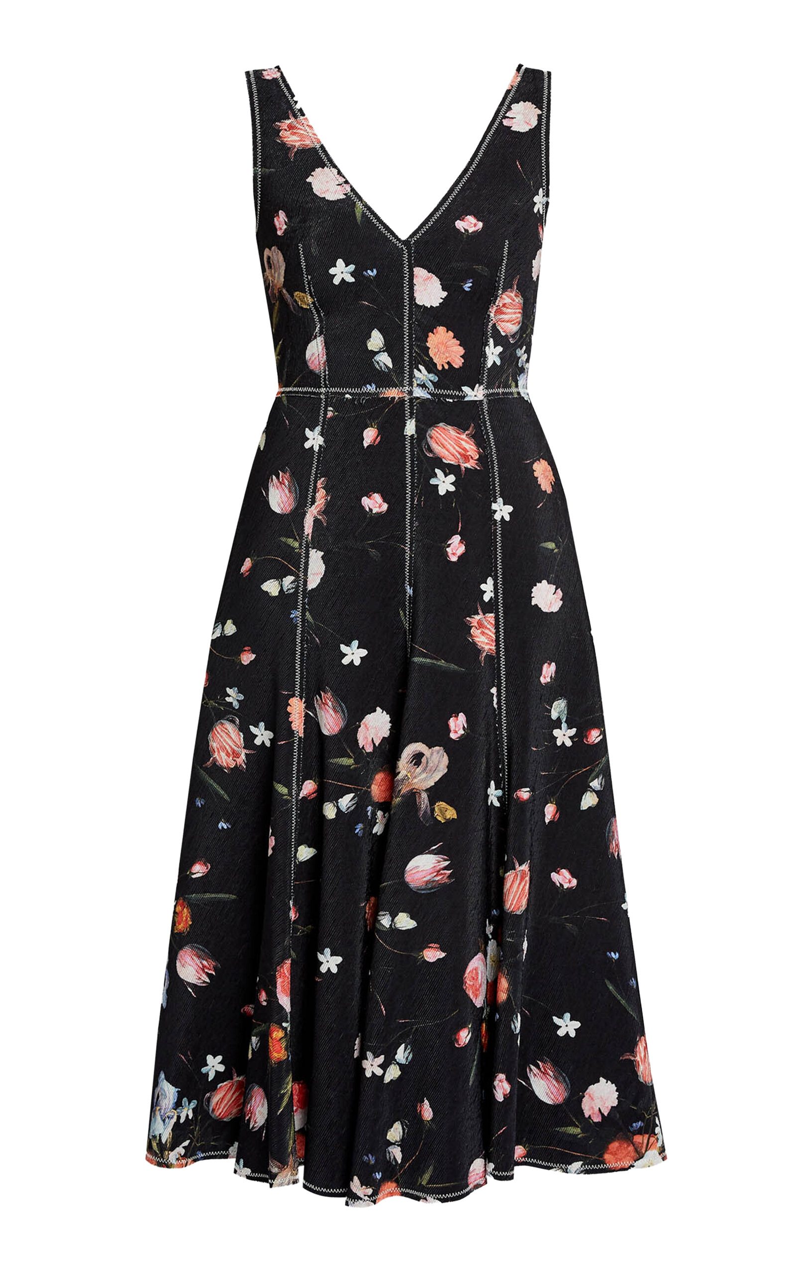 Erdem Sleeveless Printed Midi Cocktail Dress