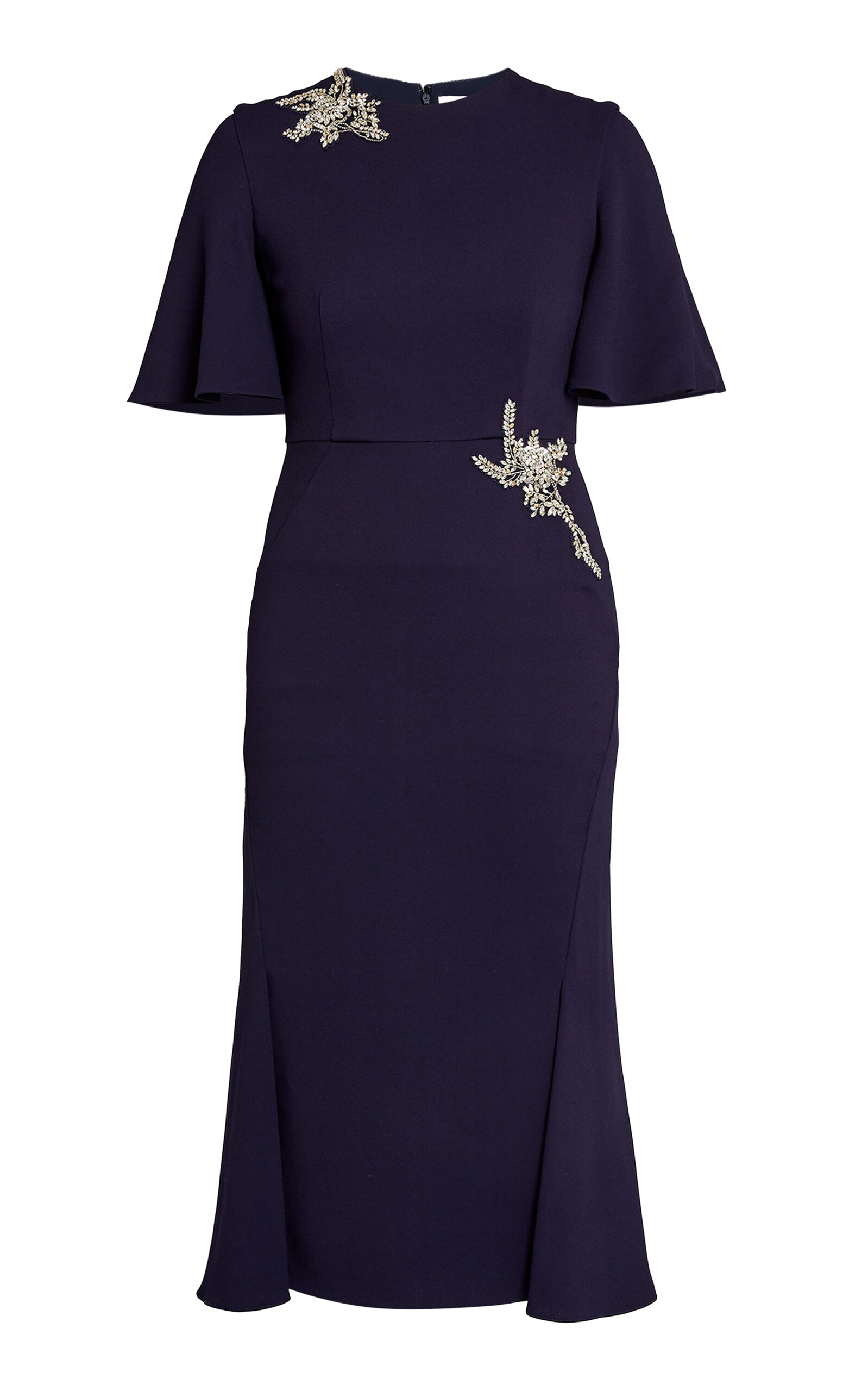 Erdem Embellished Short-sleeve Midi Dress