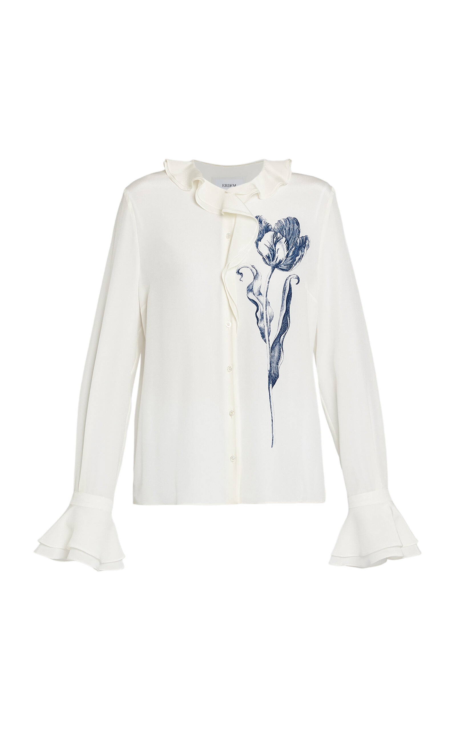 Flower-Printed Silk Blouse