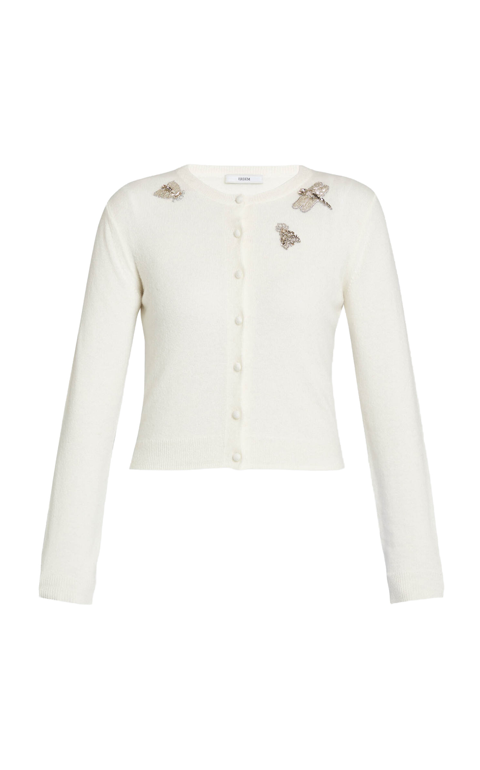 Erdem Embellished Wool-Blend Cardigan
