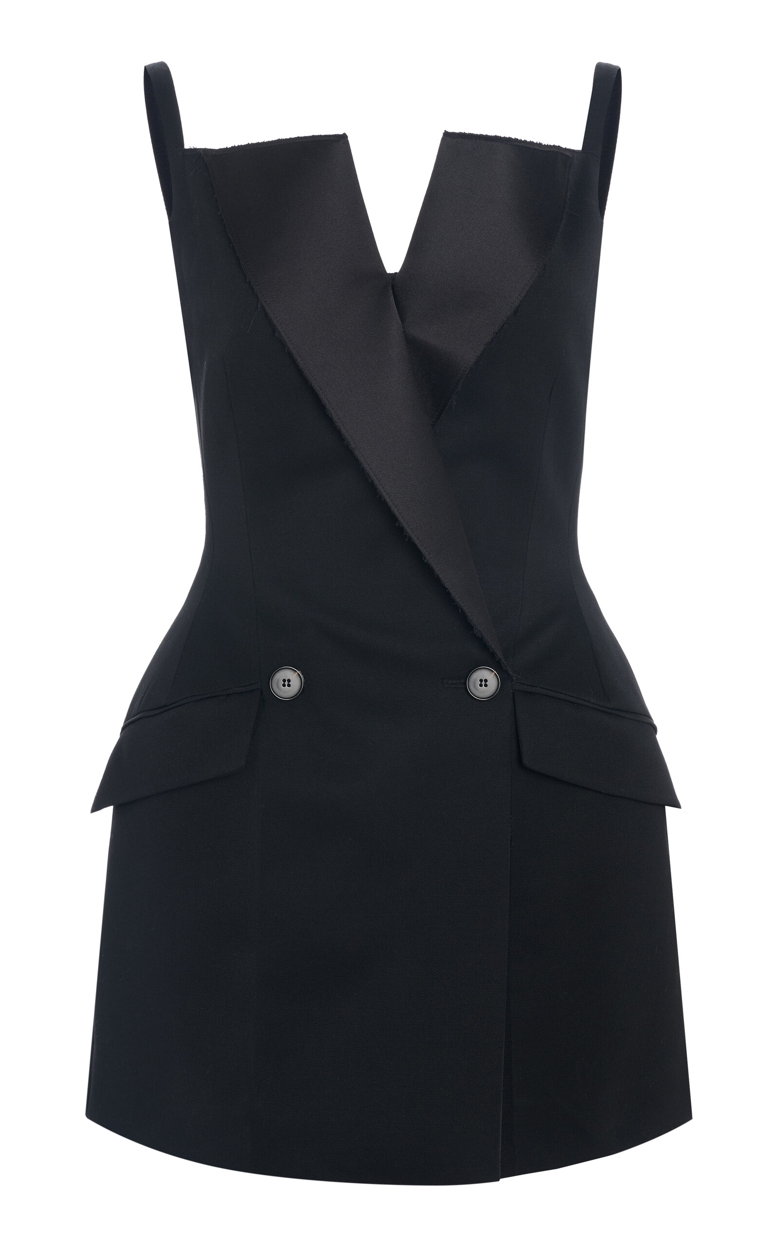 Givenchy Wool Grain De Poudre Mini Tuxedo Dress - Women's Clothing