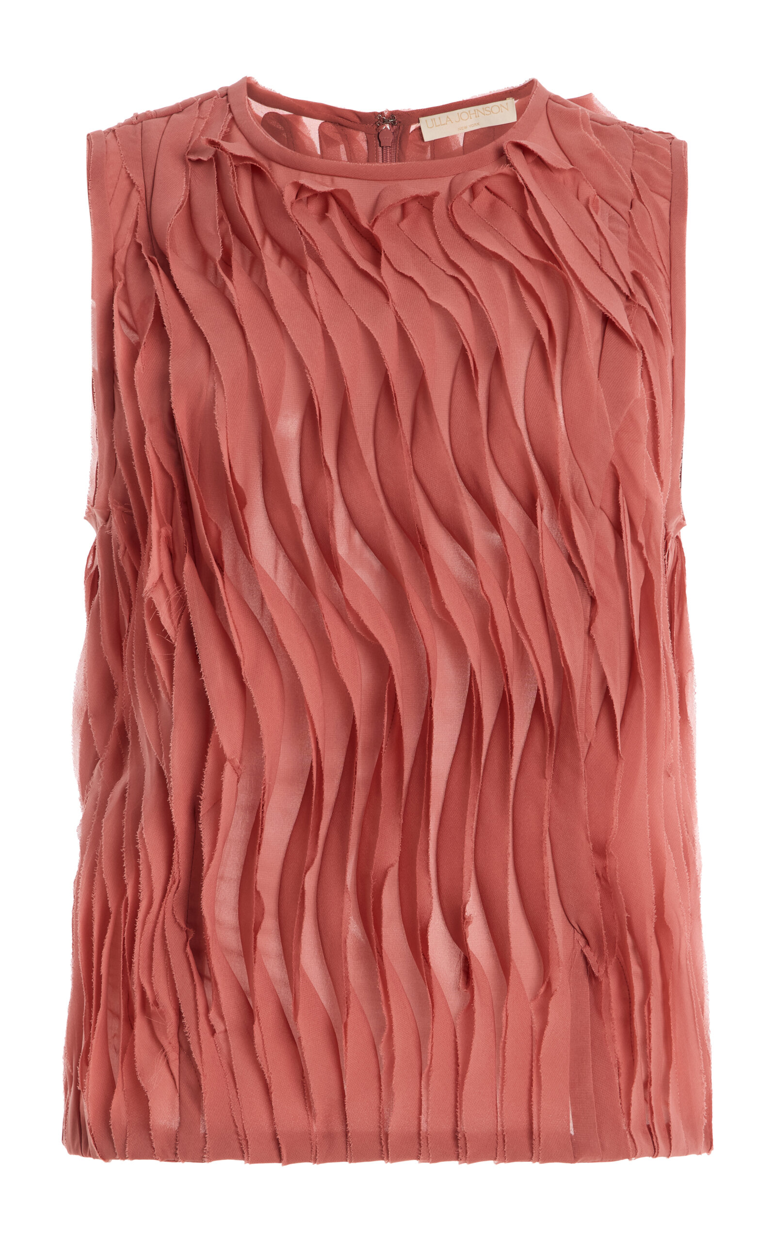 Ulla Johnson Celina Pleated Raw-Edge Silk-Blend Top