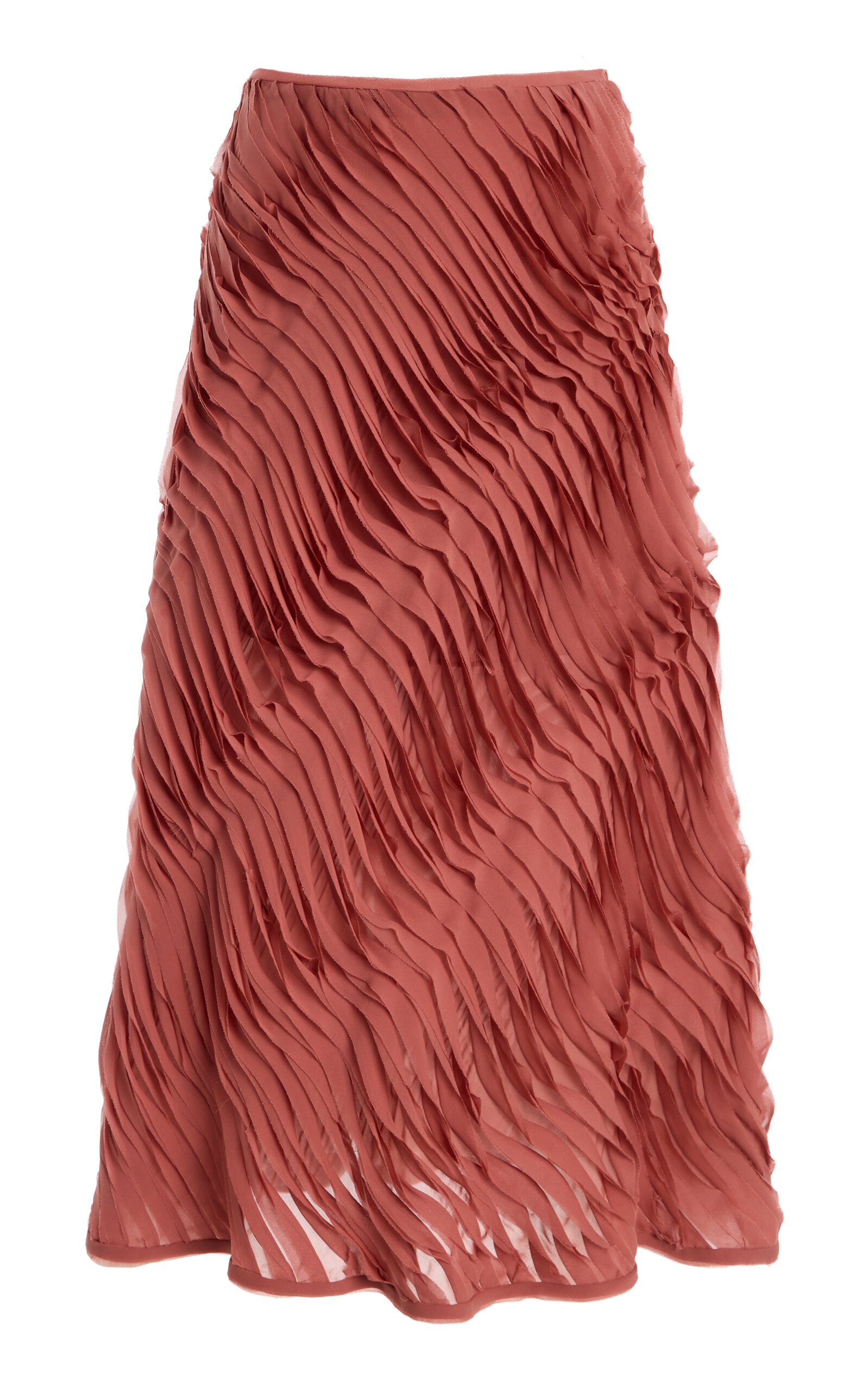 Ulla Johnson Amiko Pleated Raw-Edge Silk-Blend Midi Skirt