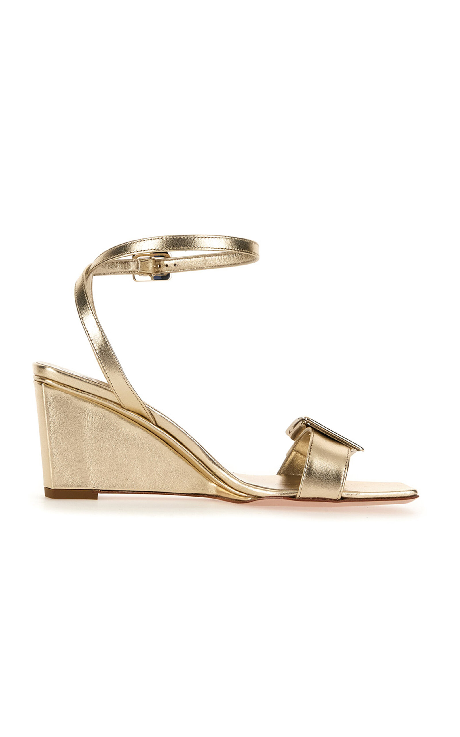 Roger Vivier Belle Vivier Ankle Sandal Wedge 60 In Gold