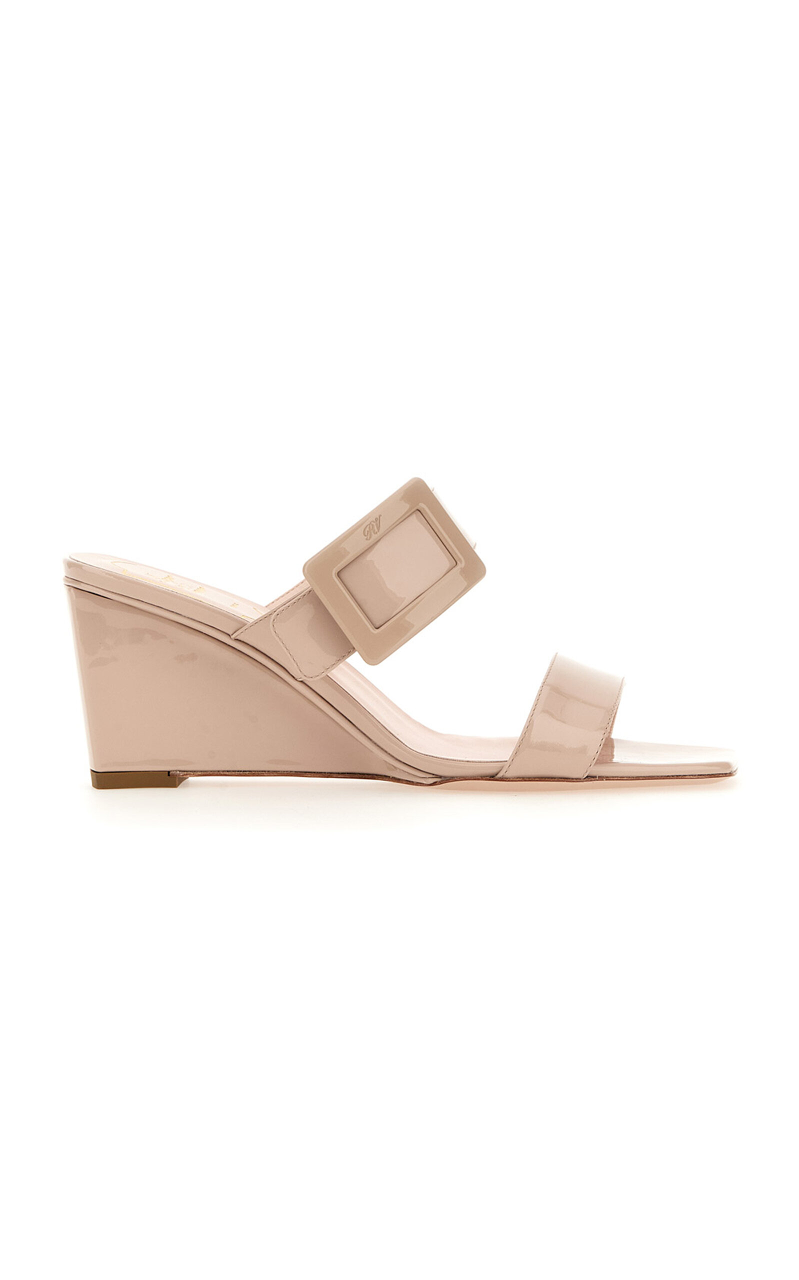 Roger Vivier Belle Vivier Leather Wedge Mules